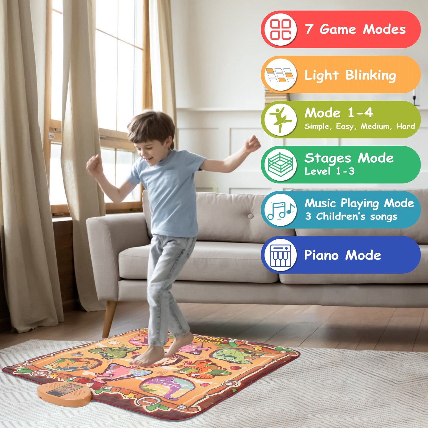 Electronic Music Dance Mat for Kids with 6 Game Modes