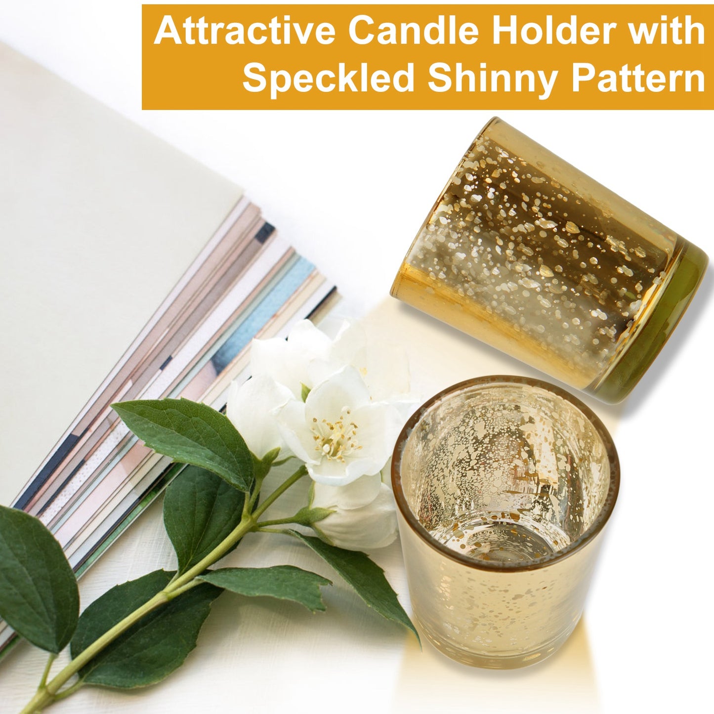 Gold Mercury Glass Votive Candle Holders Set of 24