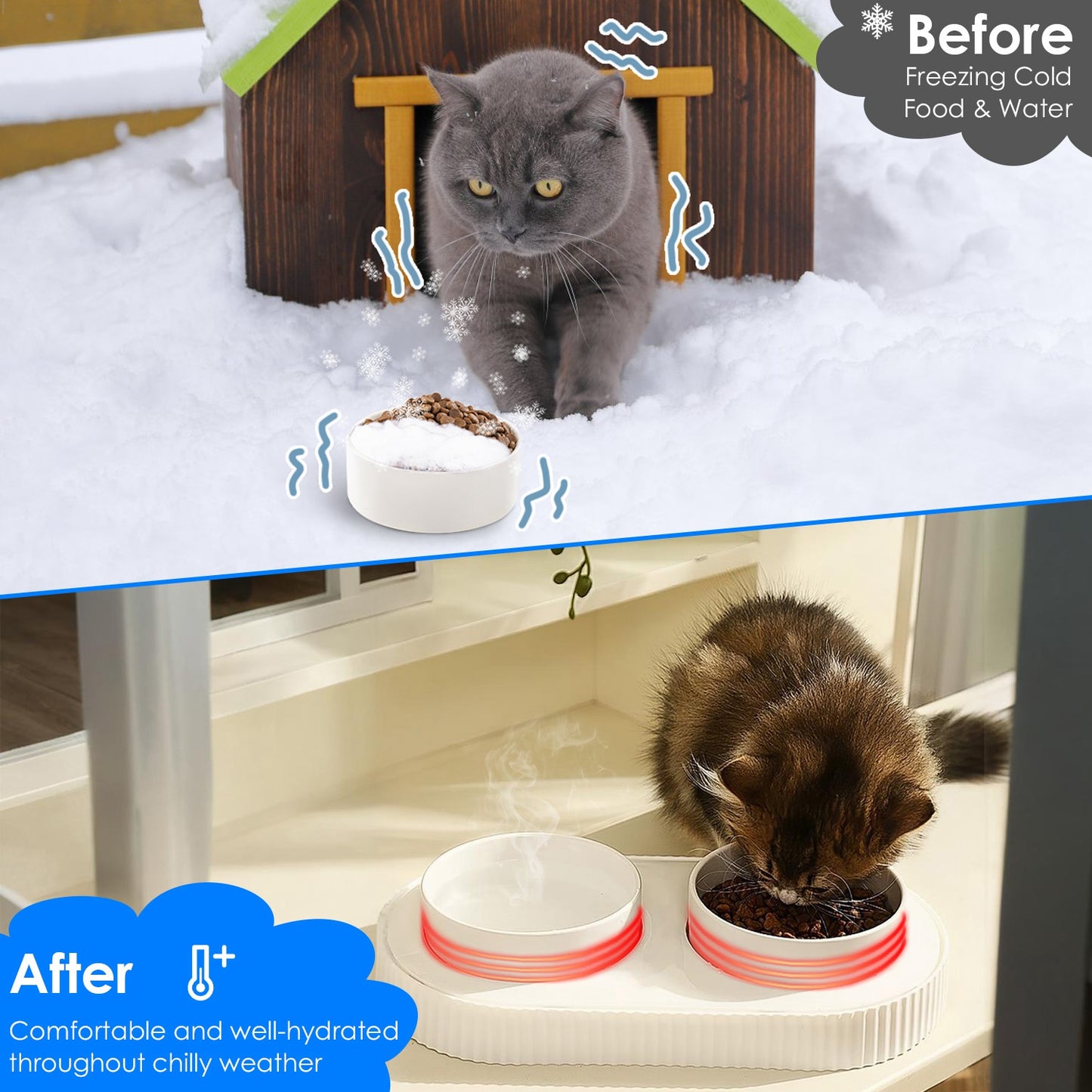 Heated Pet Water Bowl - USB Powered Ceramic Non-Freezing