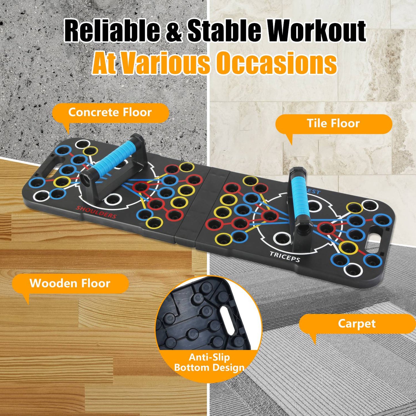 Push Up Board Home Gym Set with 15 Fitness Accessories
