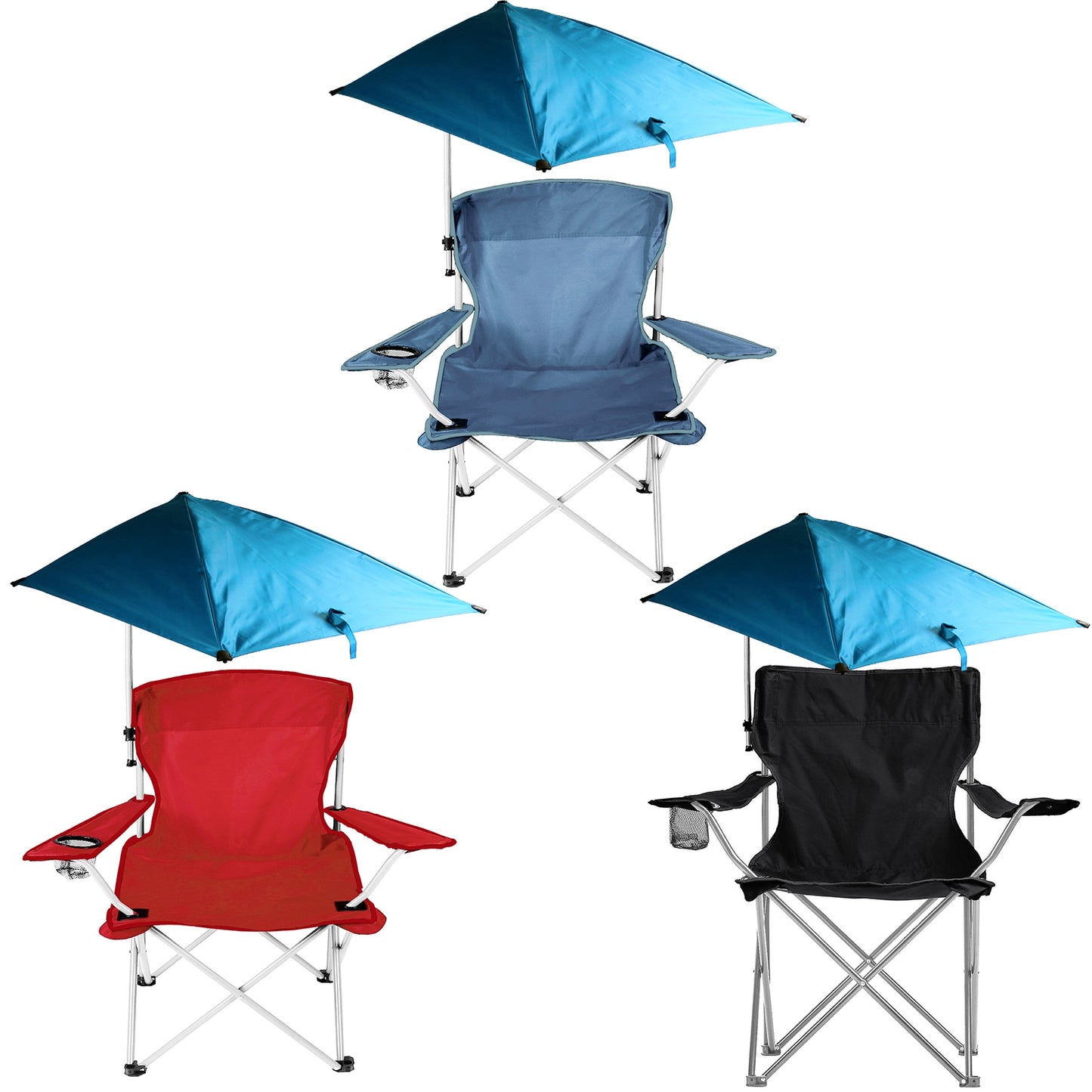 Folding Beach Chair with Detachable Umbrella and Cup Holder