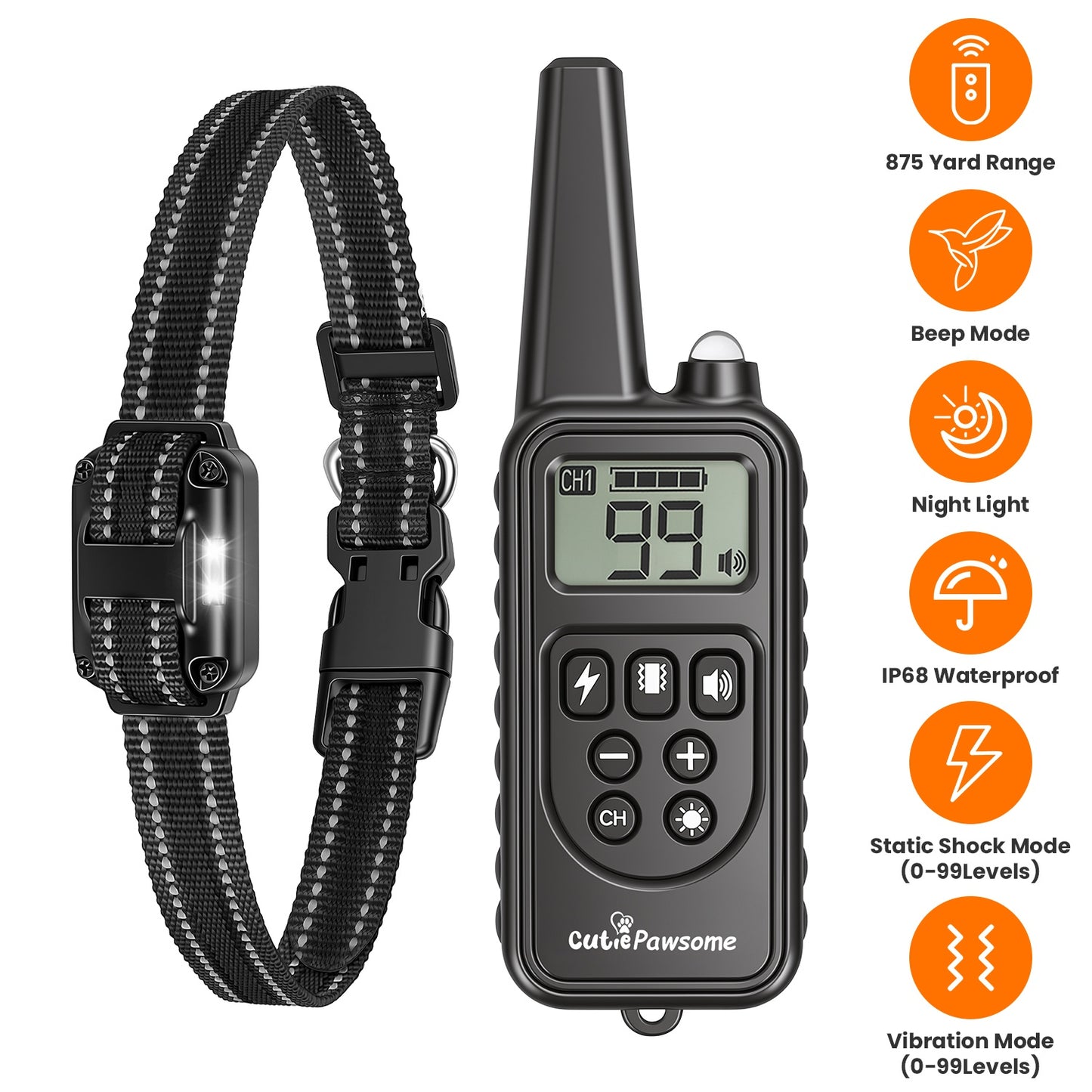 Dog Training Collar Receiver with Adjustable Belt IP67 Waterproof