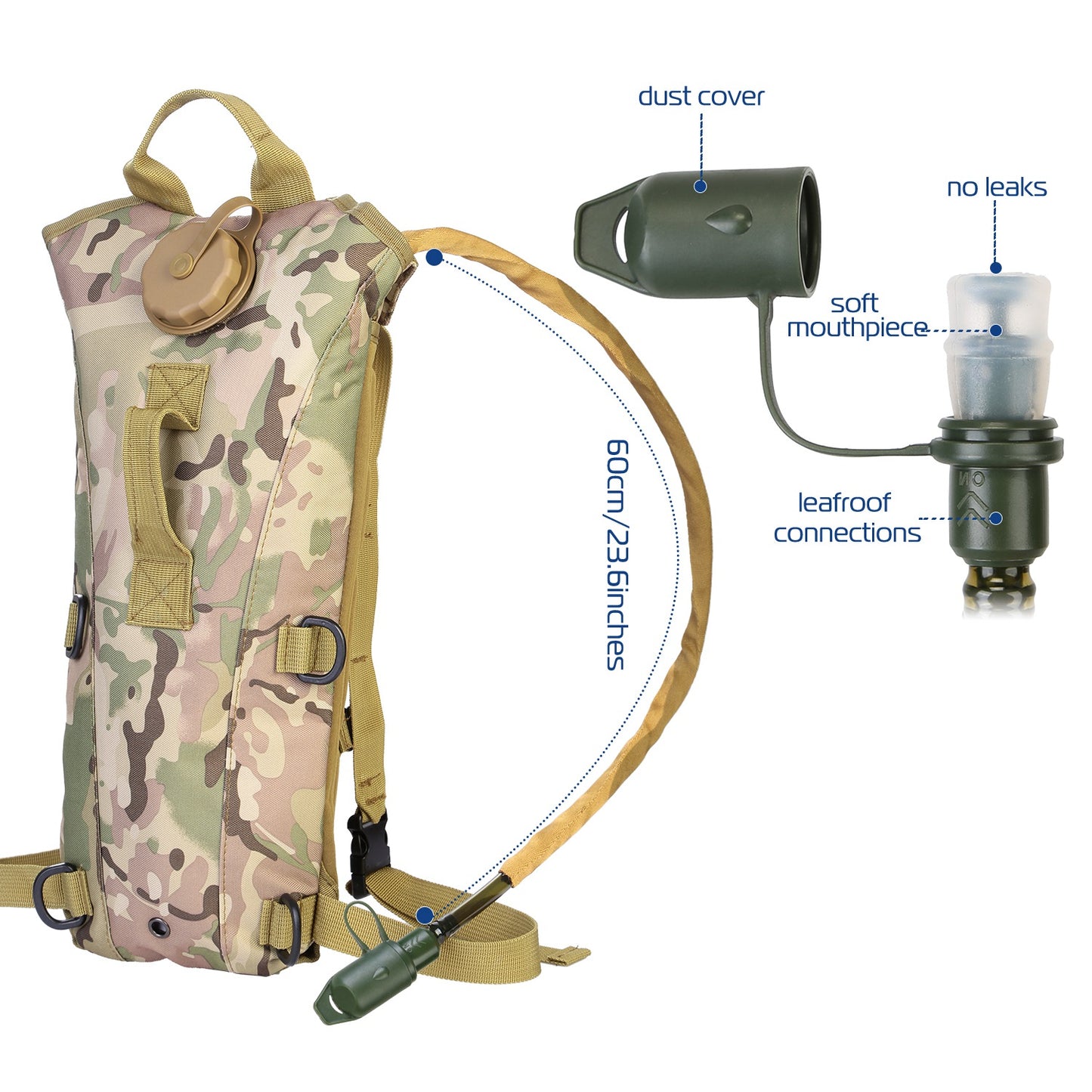 Tactical Hydration Pack with 3L Water Bladder