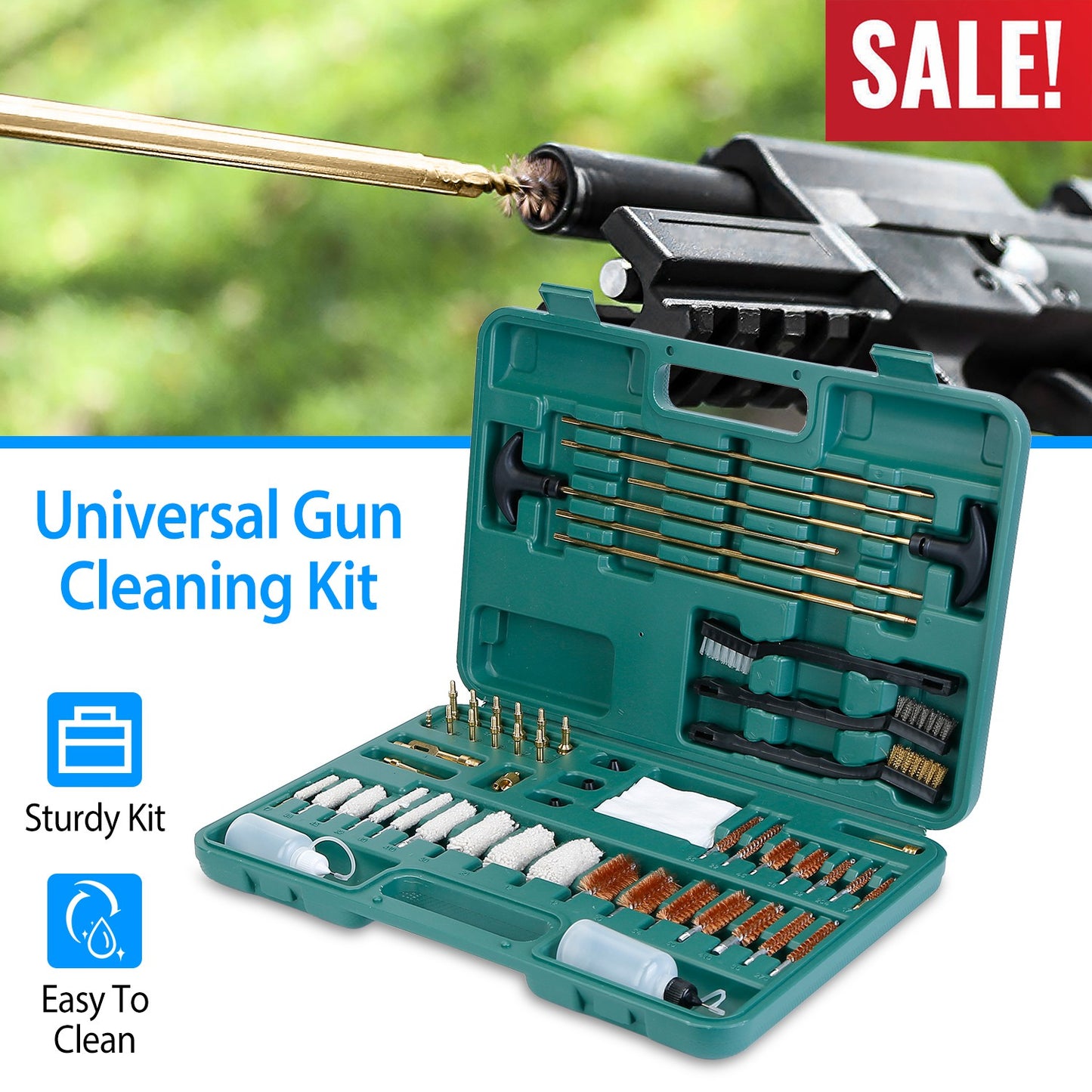 Gun Cleaning Kit with Carrying Case for Rifles & Pistols