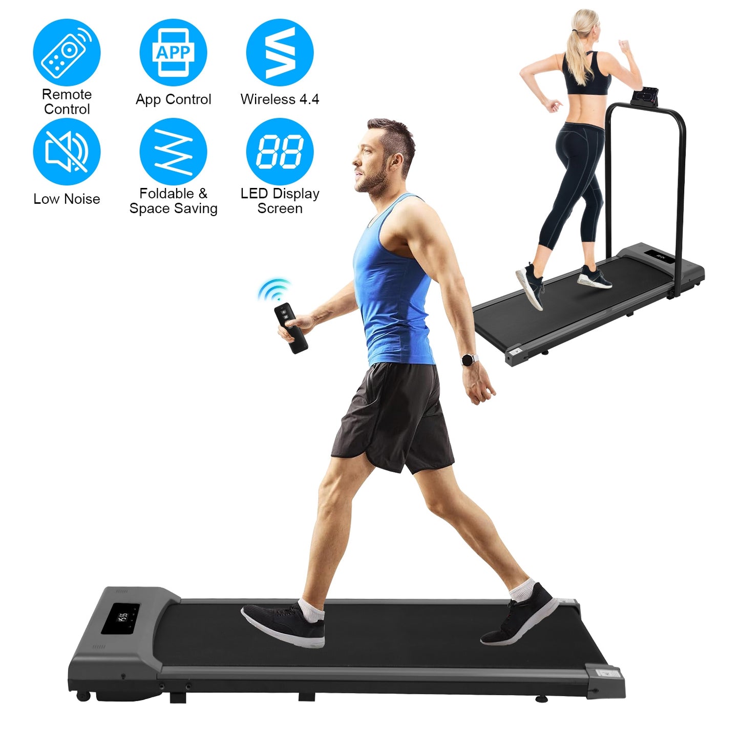 Under Desk Folding Treadmill with Remote and App Control