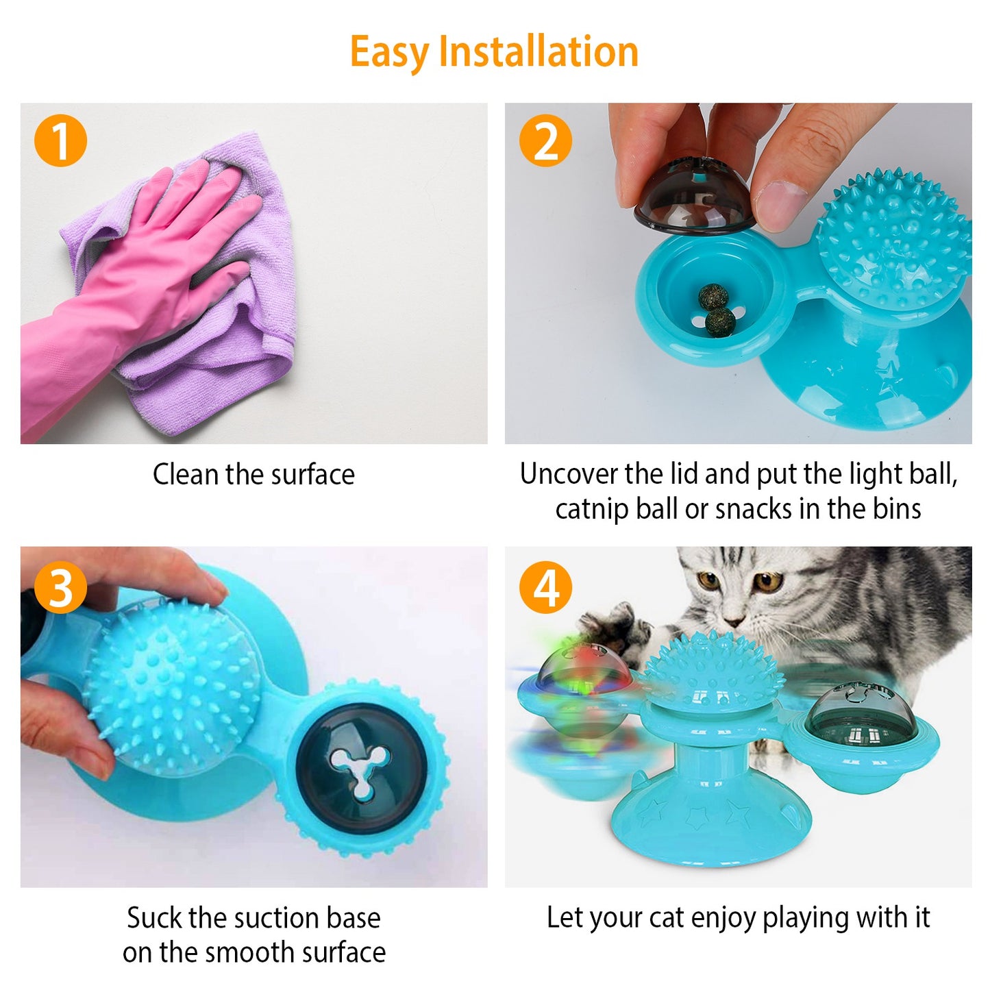 Windmill Cat Toy with Catnip Ball and LED Light