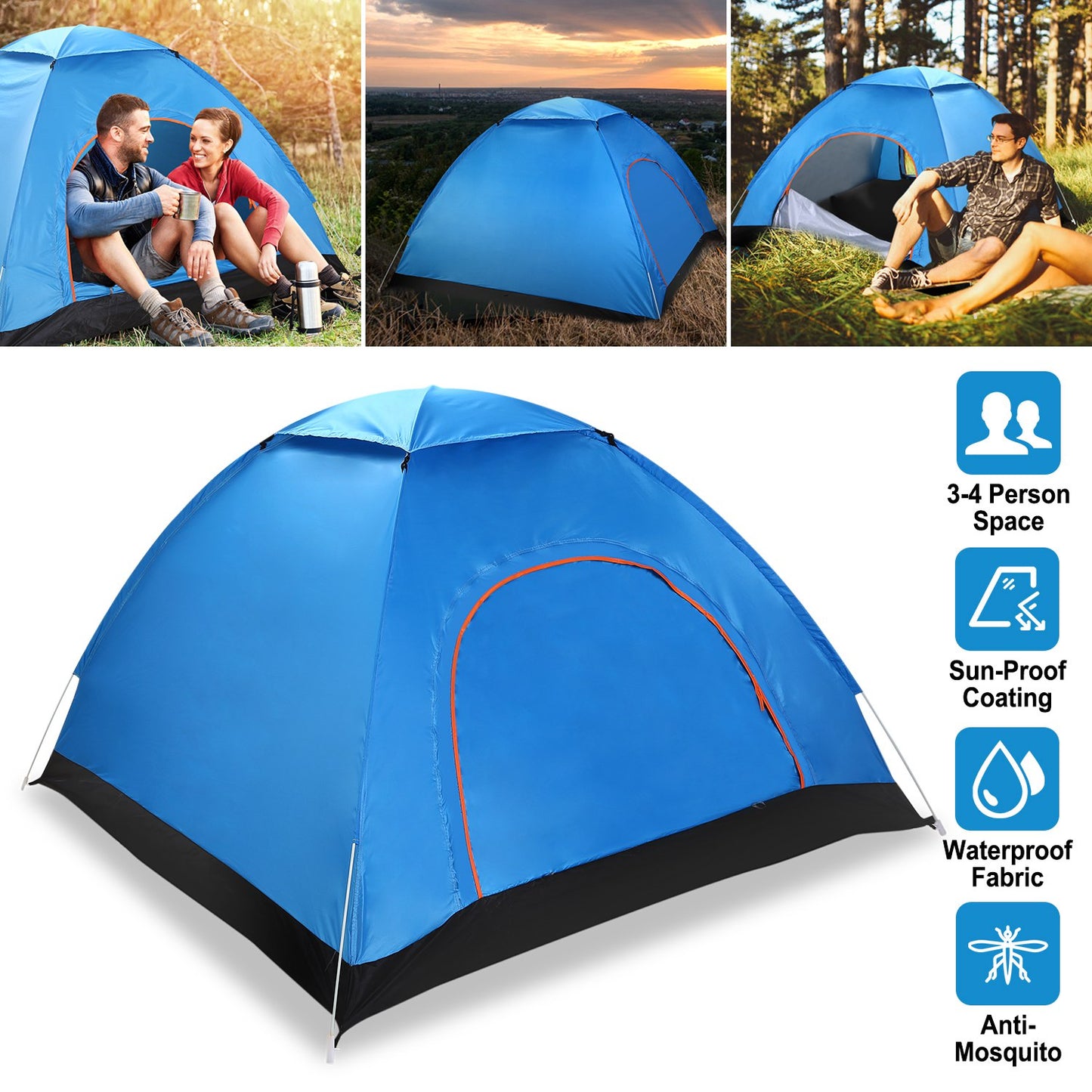 Pop Up Tent 4 Person Instant Setup Waterproof Camping Tent