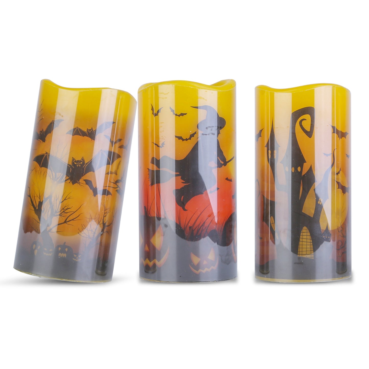 Flameless Halloween Candles with Timer - 3 Pack LED Battery Operated