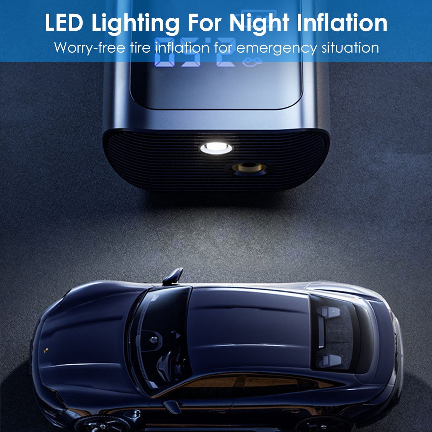 Portable Car Tire Inflator with LED Light & Digital Display