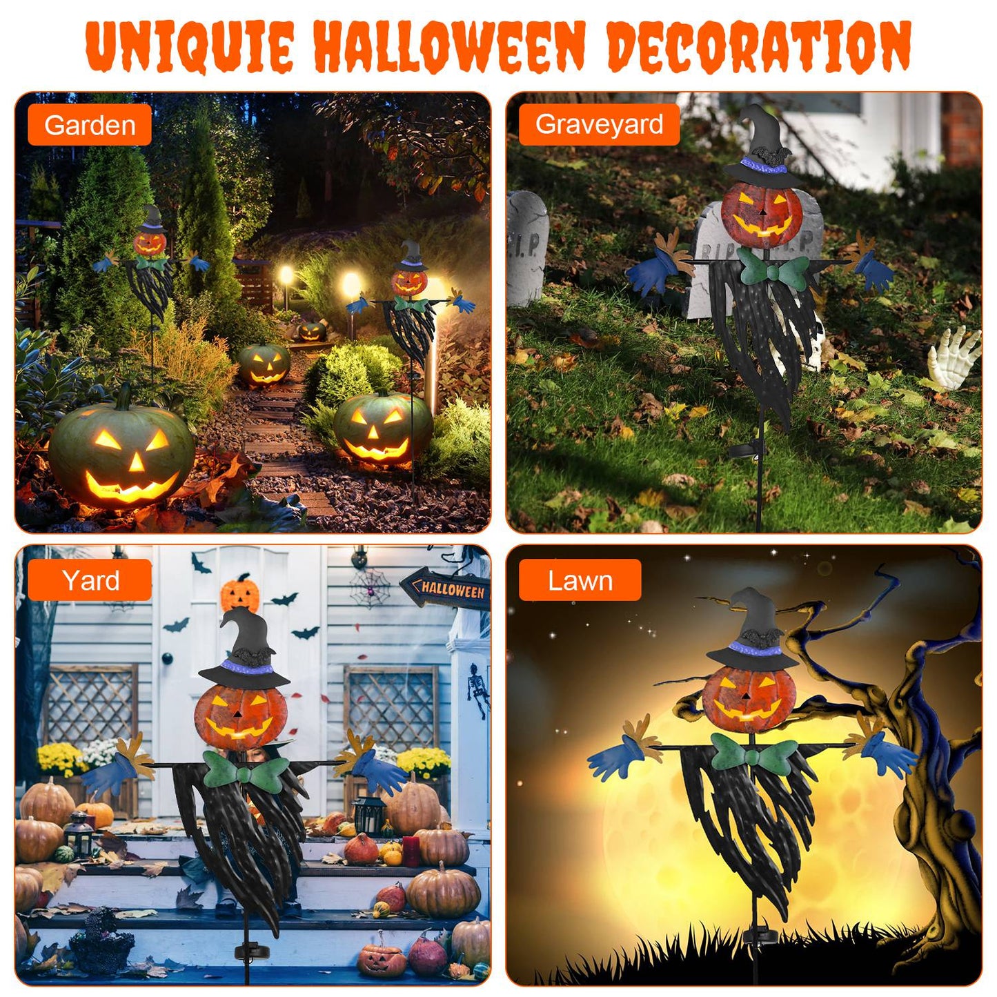 Solar Scarecrow Stake Light - Halloween Yard Decoration