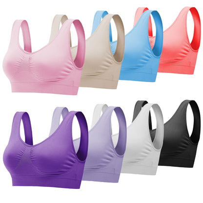 3 Pack Sport Bras For Women Seamless Wire-free Bra Light Support Tank Tops For Fitness Workout Sports Yoga Sleep Wearing