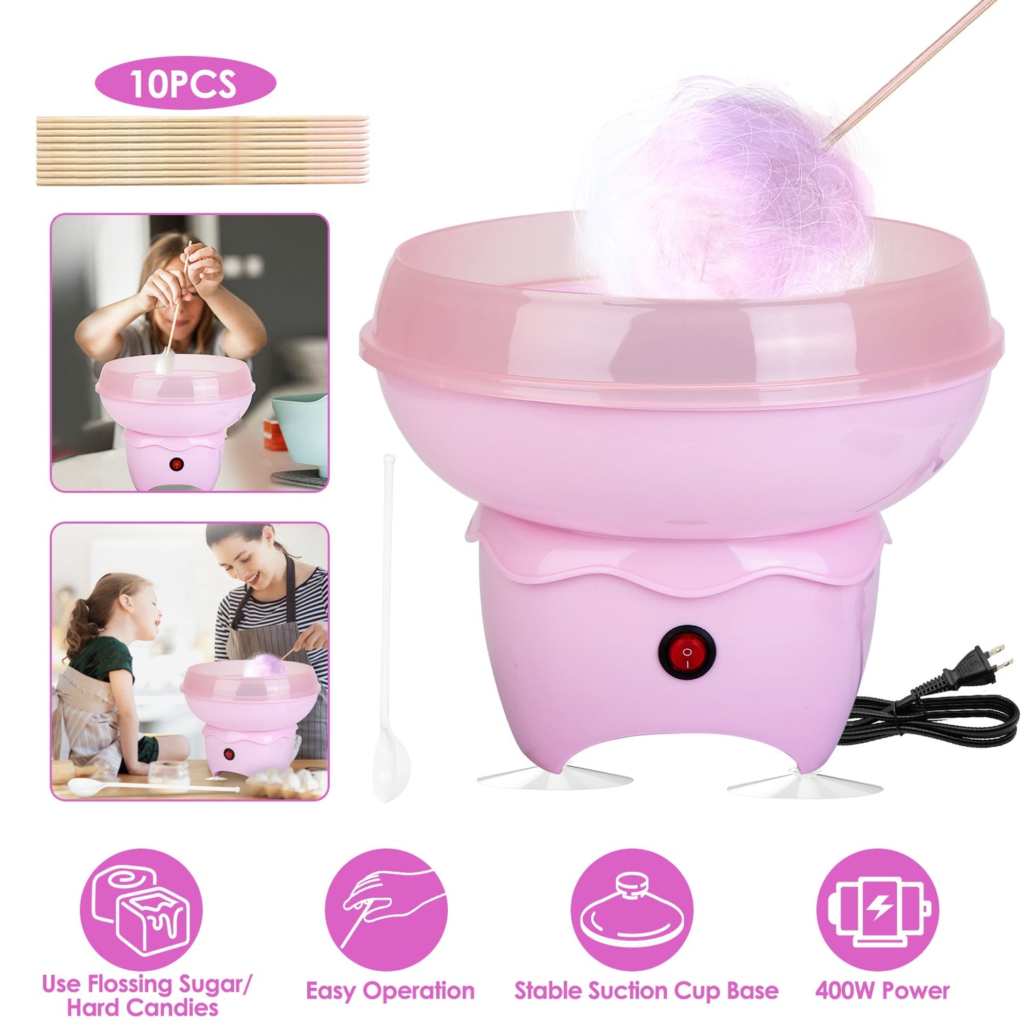 Cotton Candy Maker Machine for Kids - Electric & Portable
