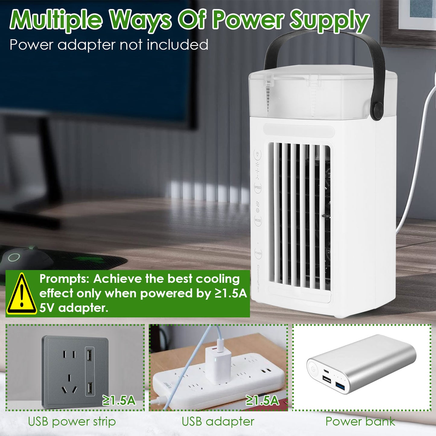 Portable Evaporative Air Cooler with Mist & 3 Speed Fan