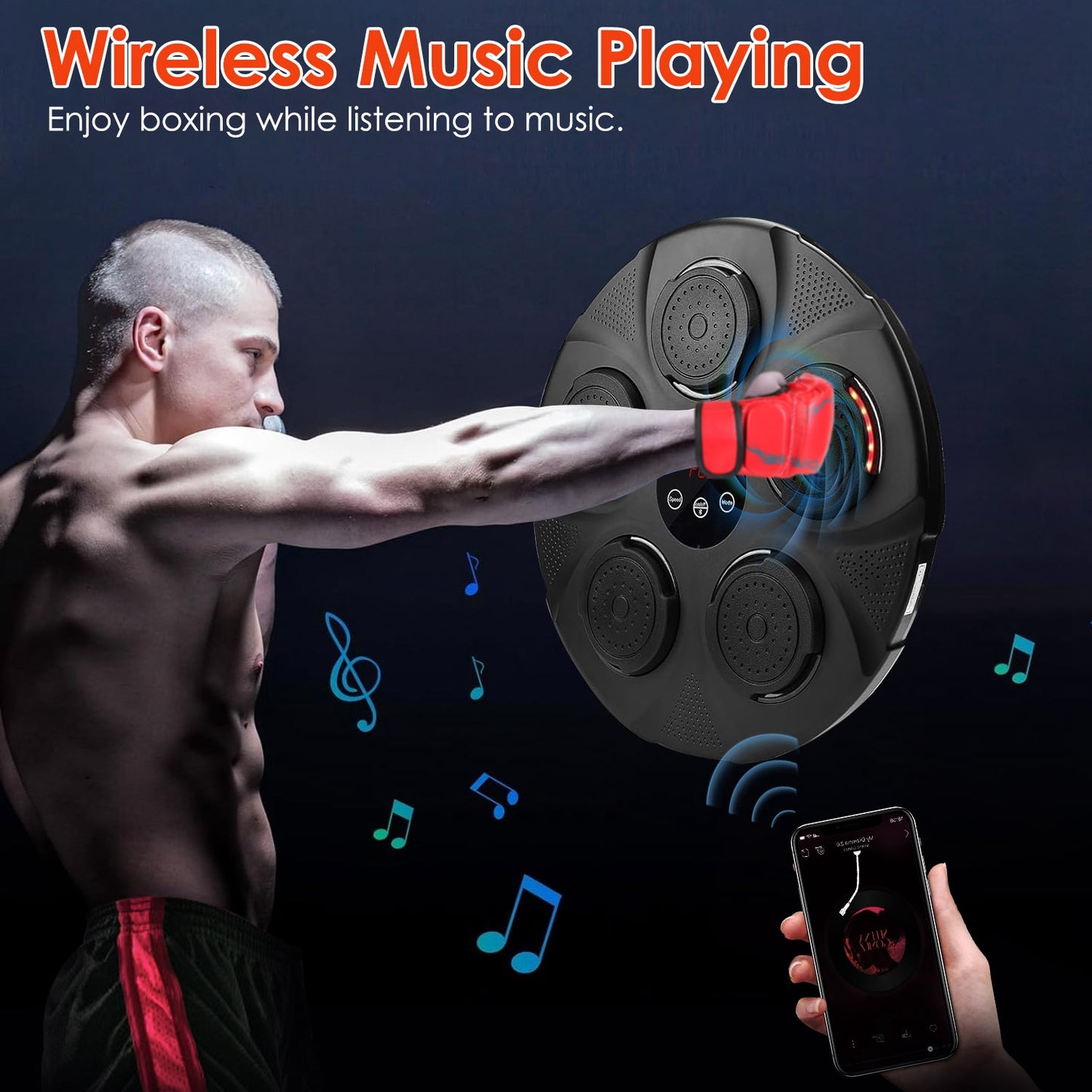 Music Boxing Machine with LED Lights and Bluetooth Speaker