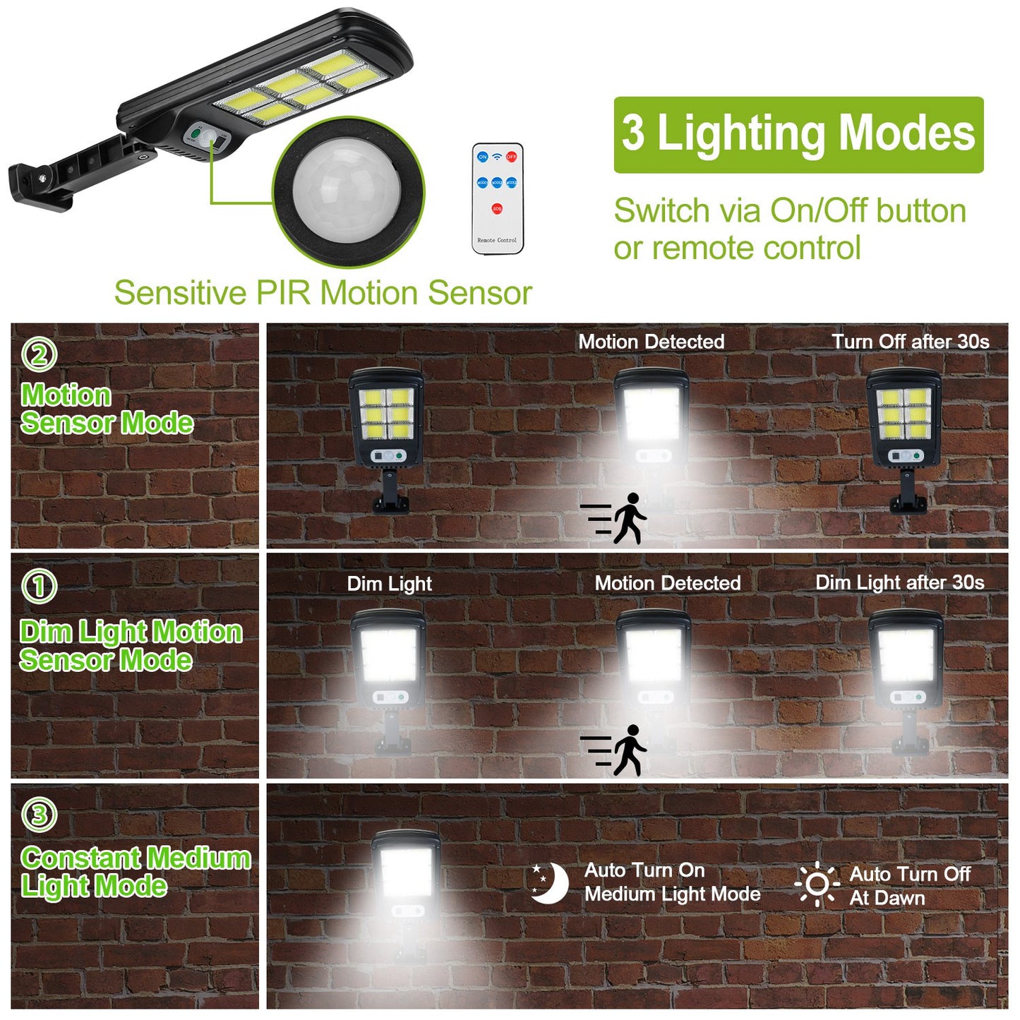 Solar Motion Sensor Wall Light 120 LED Outdoor Waterproof