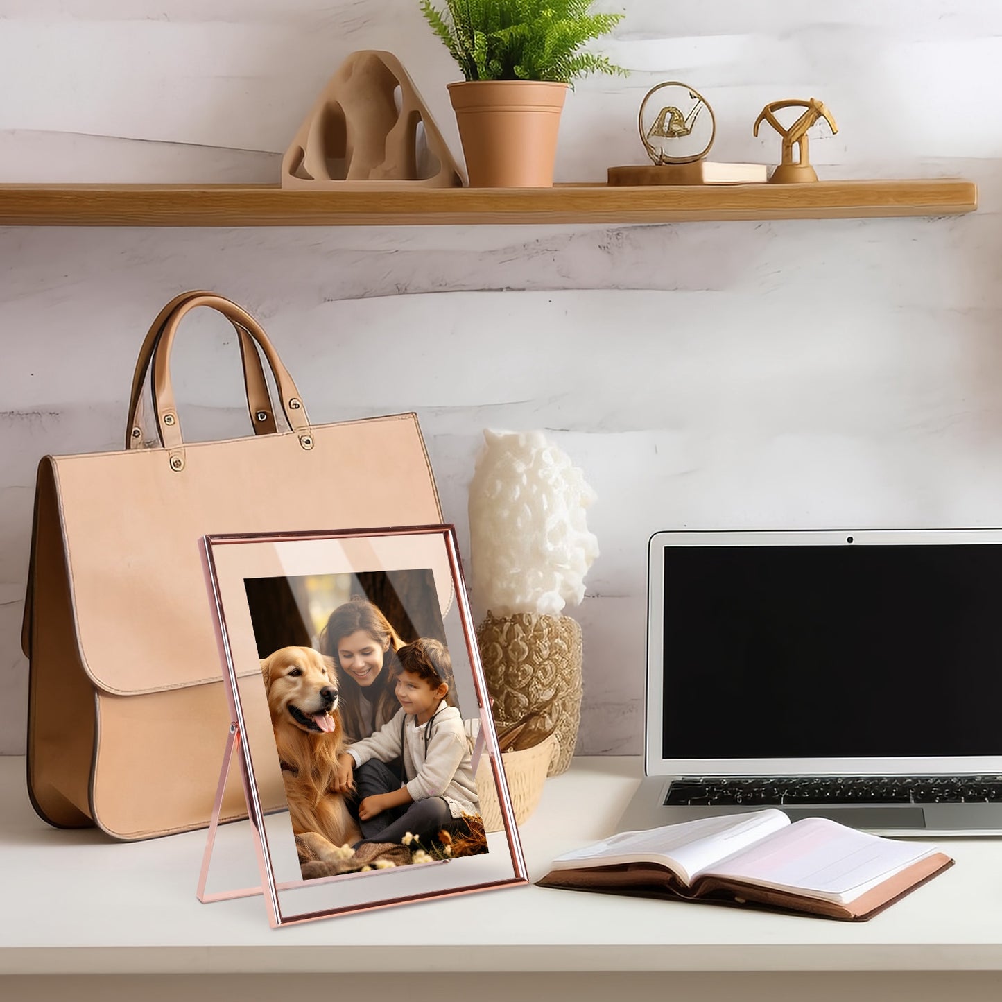 Rose Gold Metal Picture Frame Set 5x7 & 8x10 Vertical