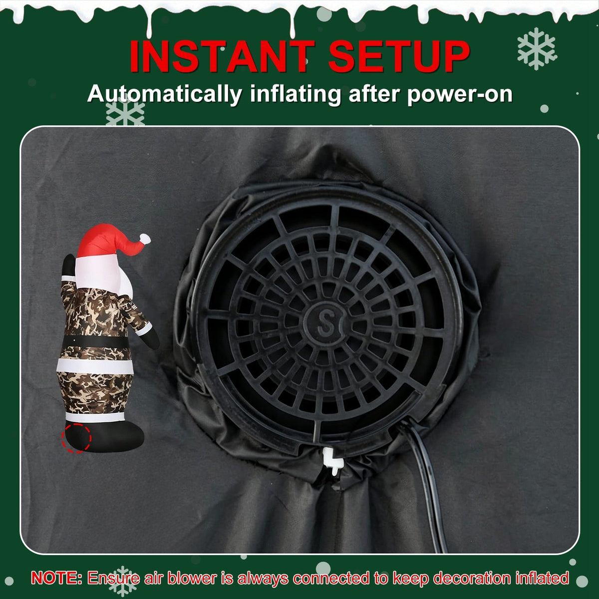 8FT Inflatable Camouflage Santa with LED Lights & Fan
