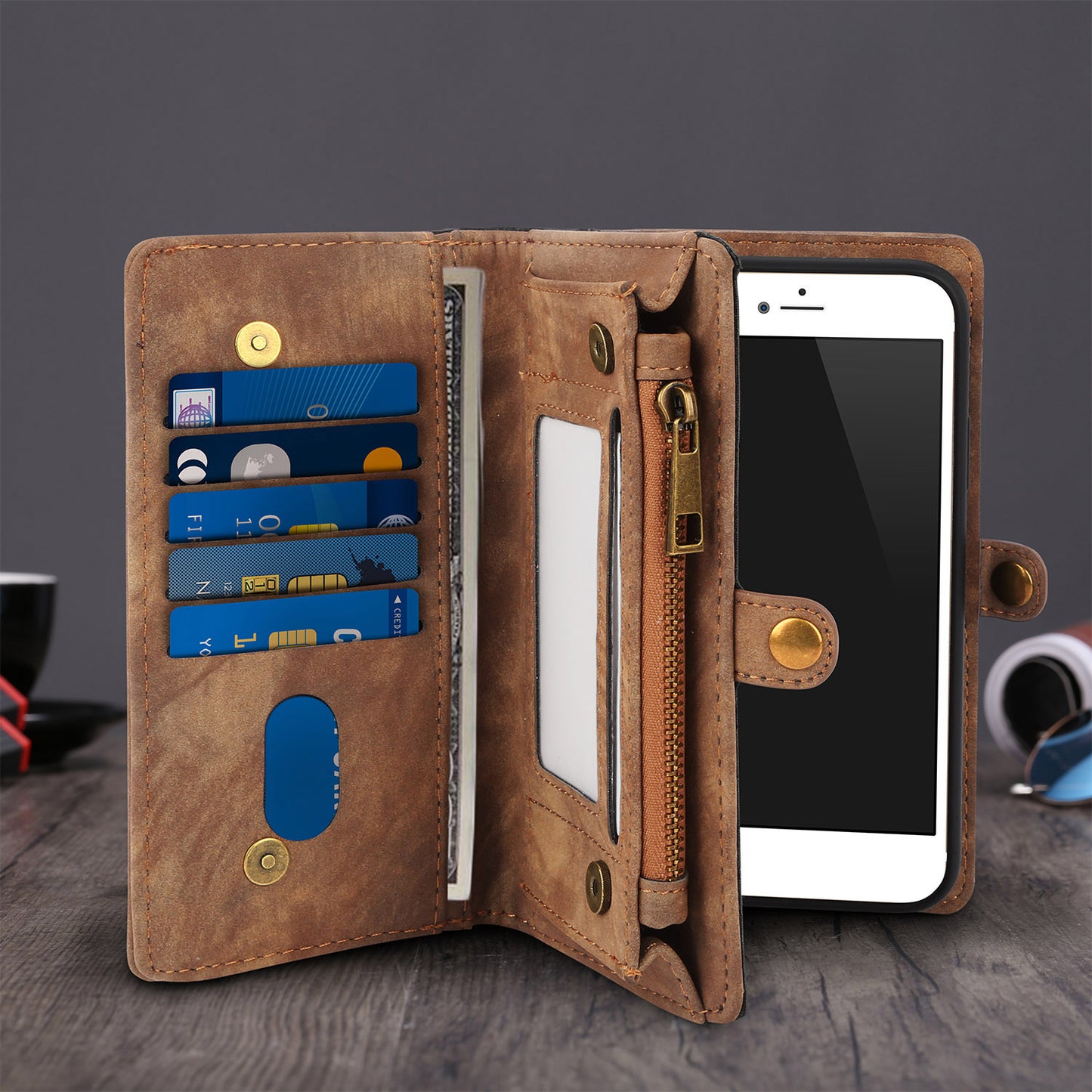 iPhone 6s Plus Wallet Case with Detachable Magnetic Cover