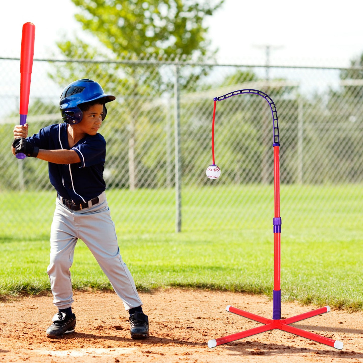 3-in-1 Baseball Toy Set with Adjustable Tee & Launcher
