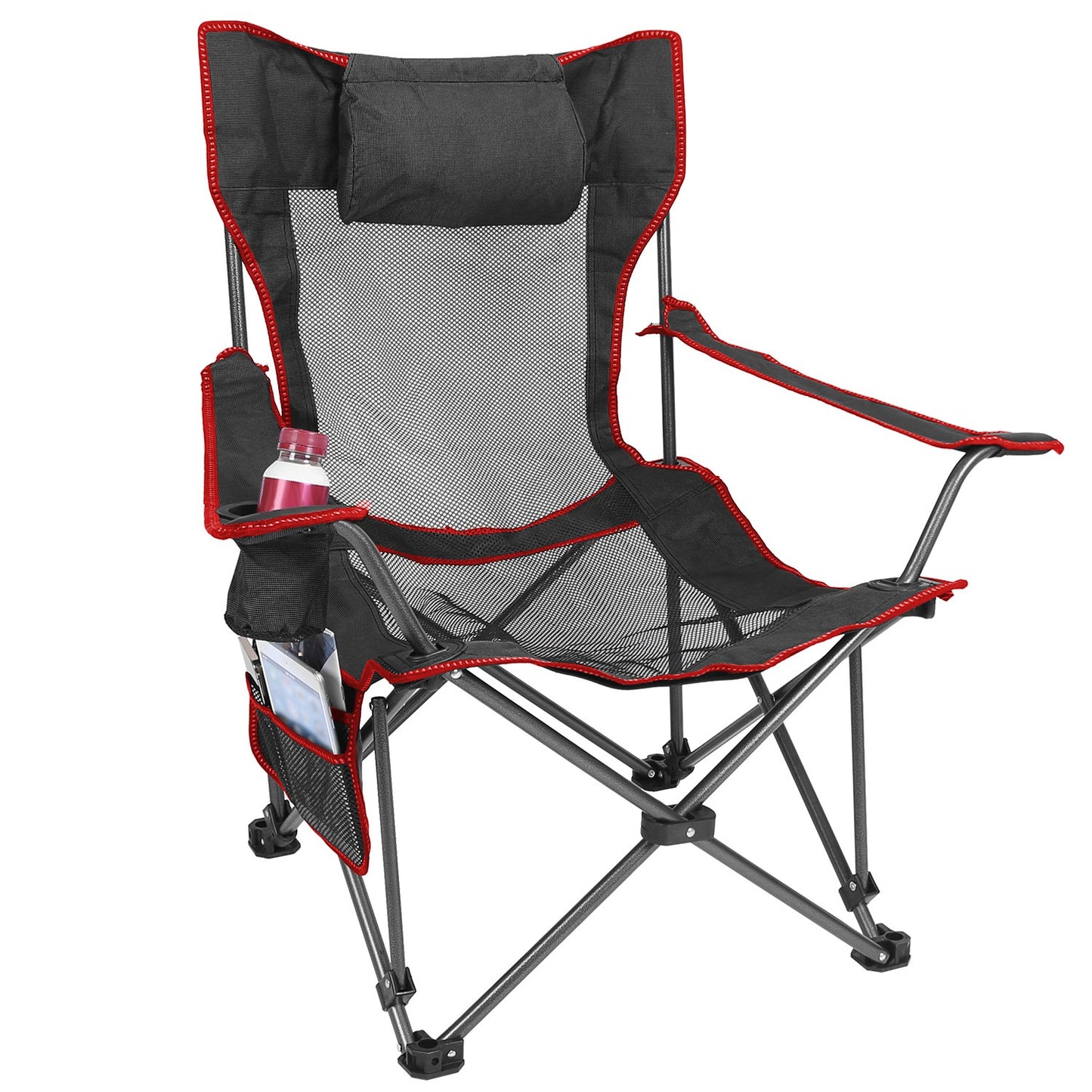 Foldable Camping Chair with Reclining Backrest - 330 LBS Capacity