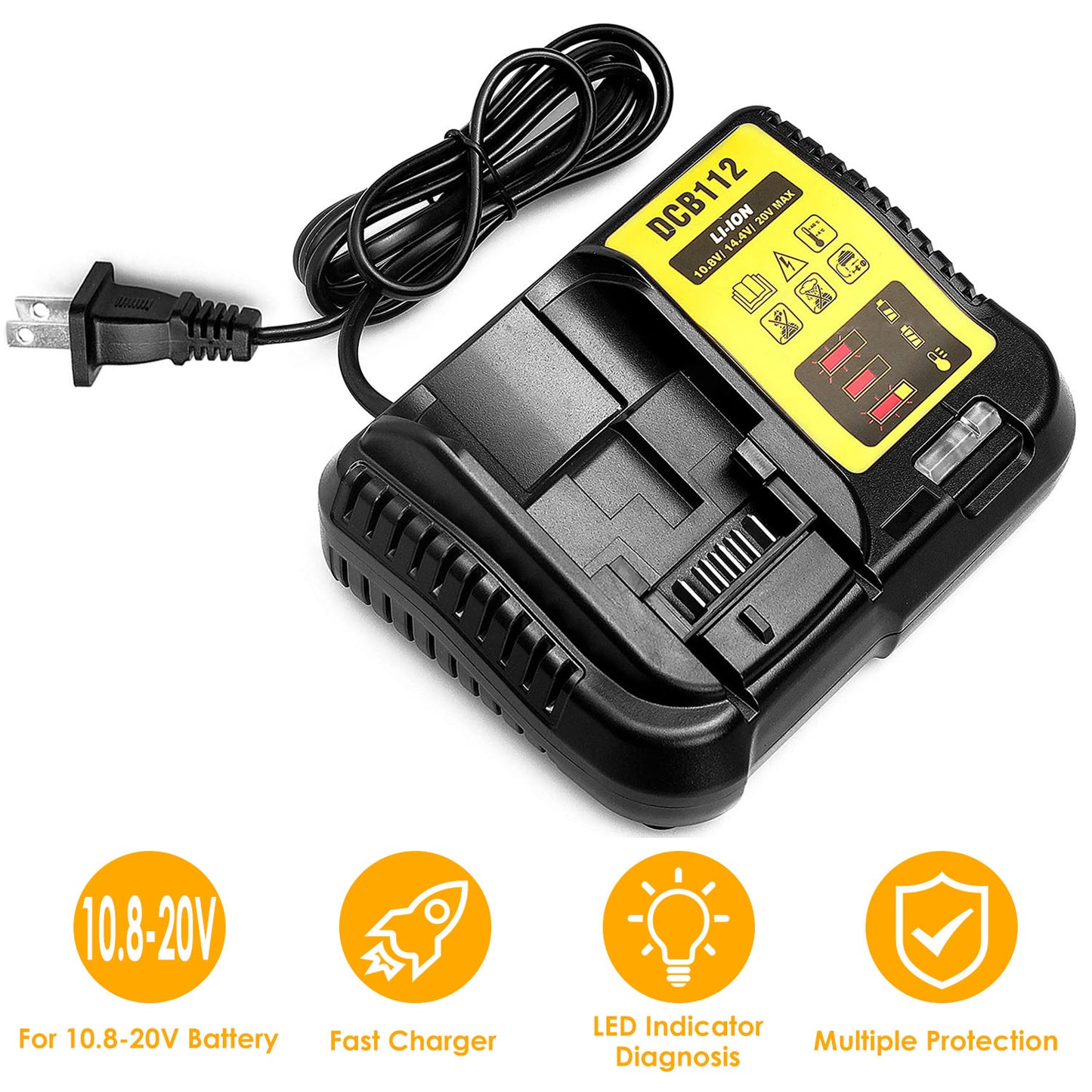 Battery Charger for Dewalt 10.8V-20V Lithium-Ion Tools