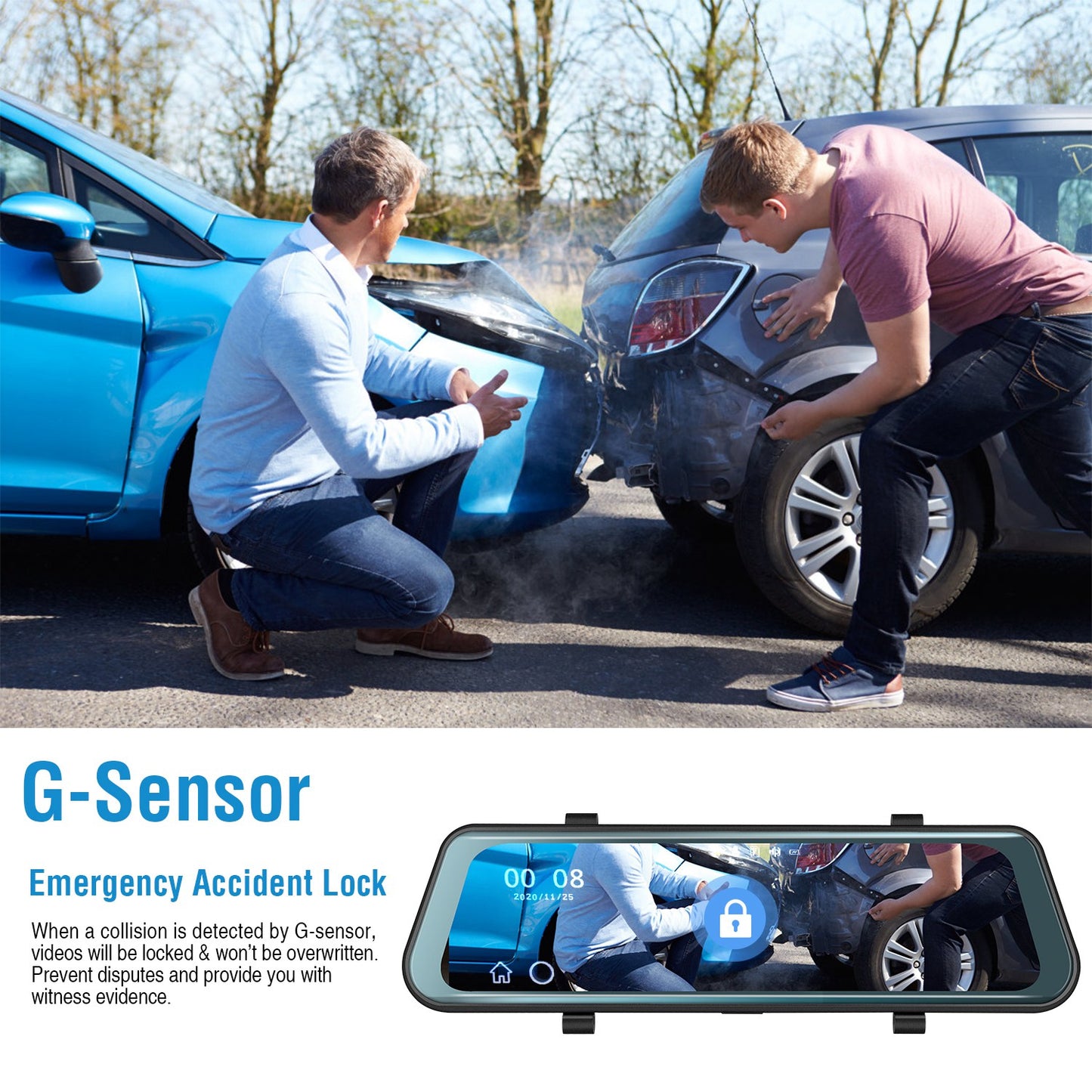 Dual Dash Camera 9.66" FHD 1080P Front & Rear with Night Vision