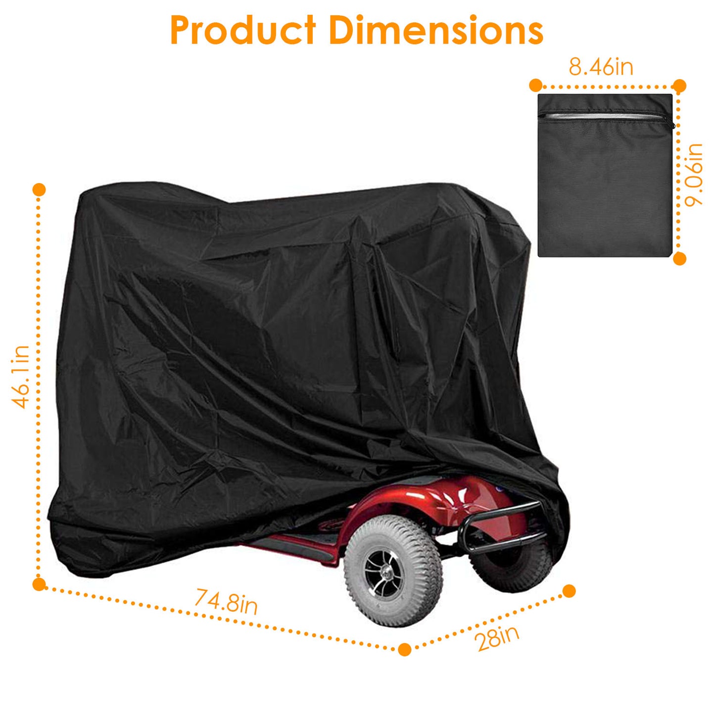 Waterproof Mobility Scooter Cover with Storage Bag 74.8"