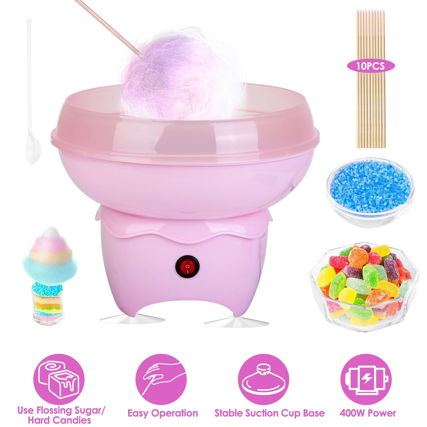 Cotton Candy Maker Machine for Kids - Electric & Portable