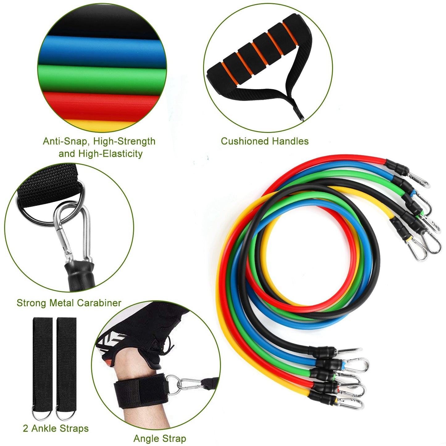 Resistance Bands Set 11-Piece with Door Anchor and Handles