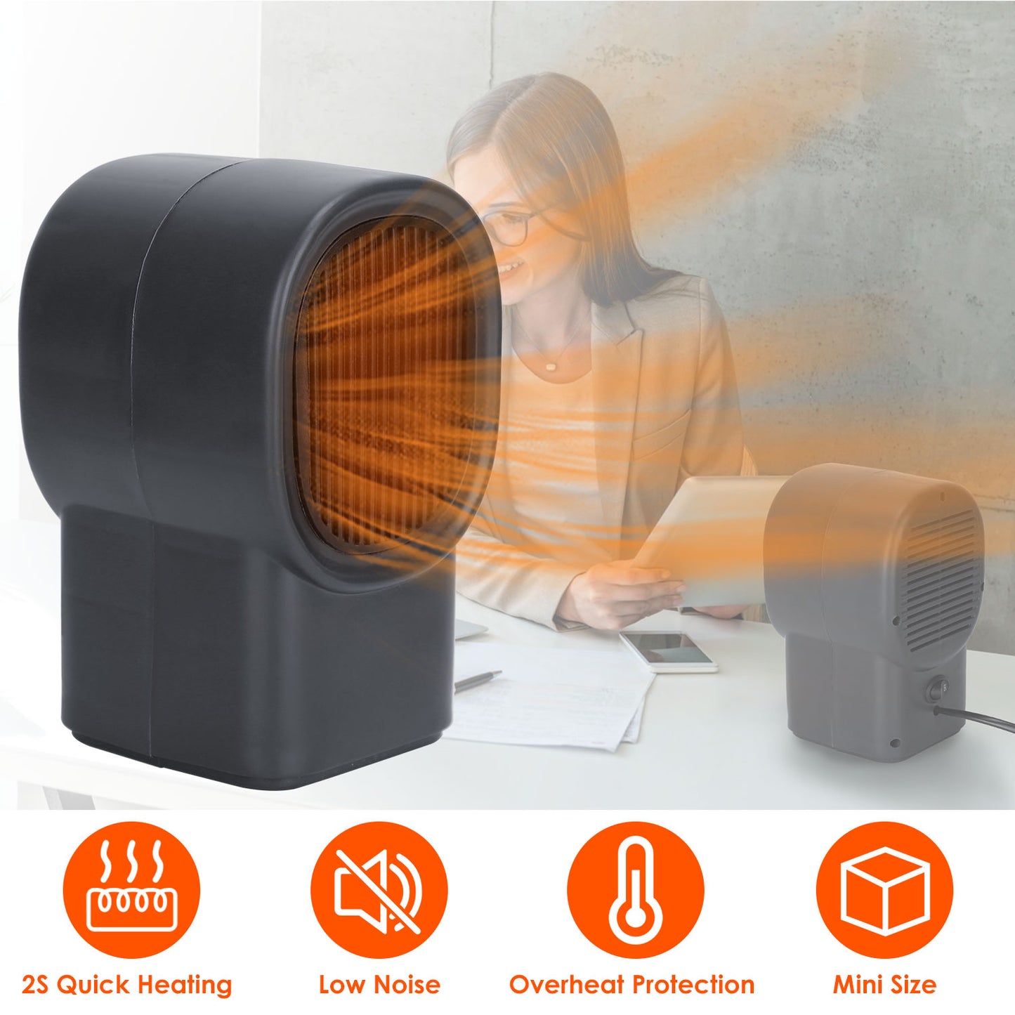 400W Portable Electric Space Heater for Home & Office