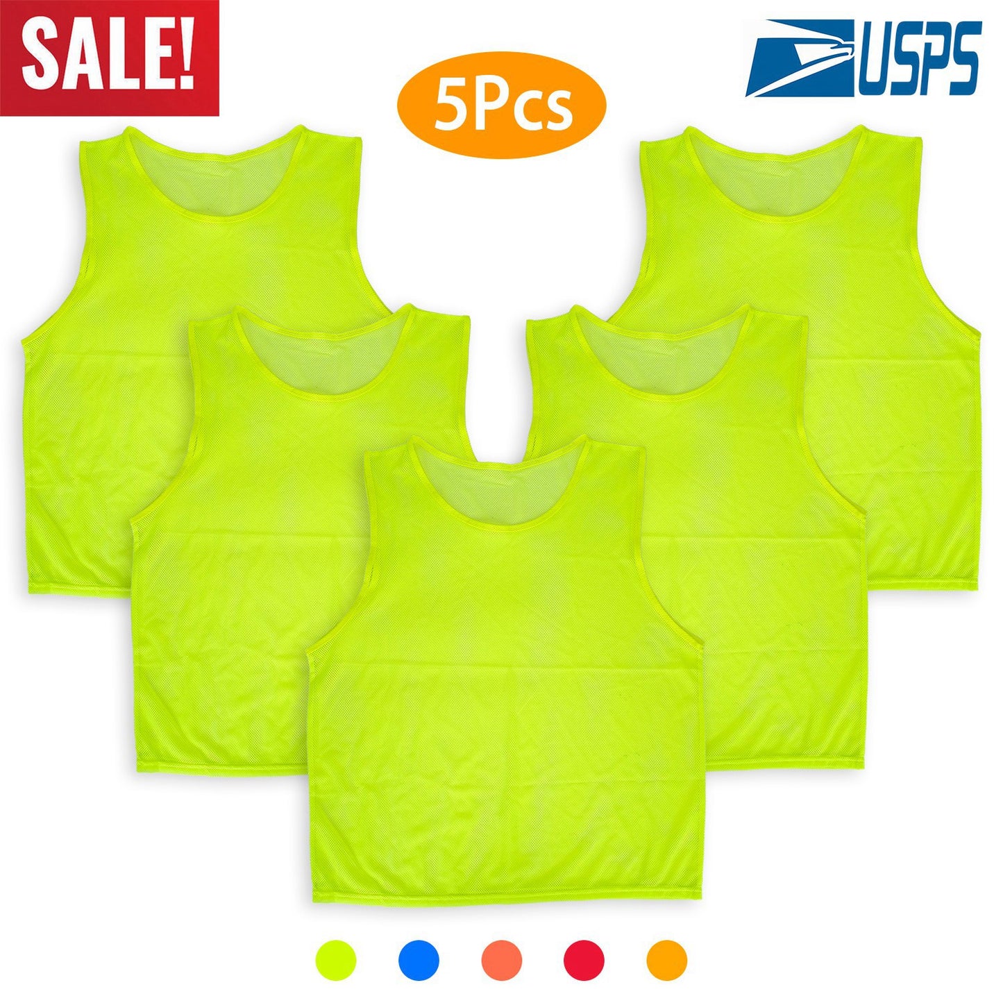 Mesh Scrimmage Vests 5-Pack for Team Sports Training