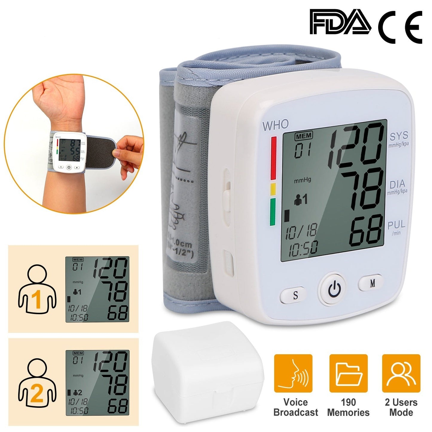 Portable Digital Wrist Blood Pressure Monitor