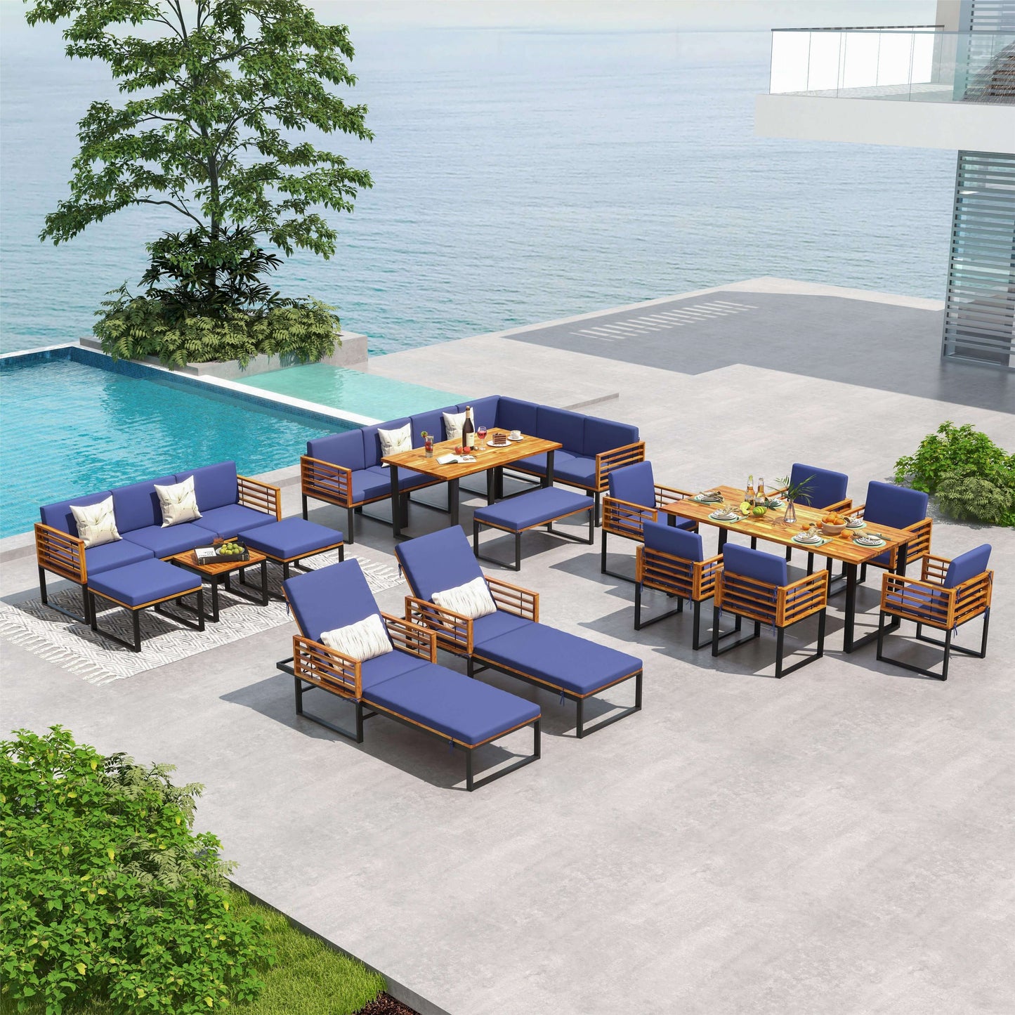 Adjustable Patio Chaise Lounge Chair with Cushion