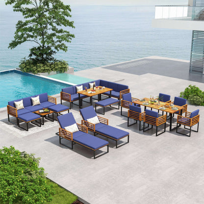 Adjustable Patio Chaise Lounge Chair with Cushion