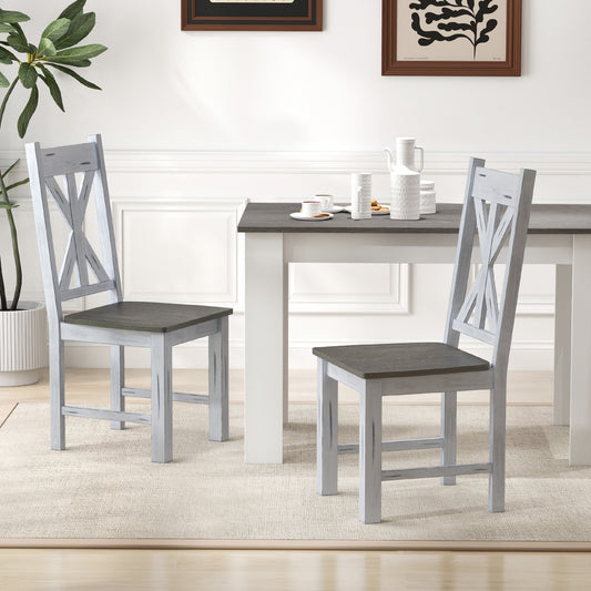 Farmhouse Dining Chairs Set of 2 with Hollowed Backrest