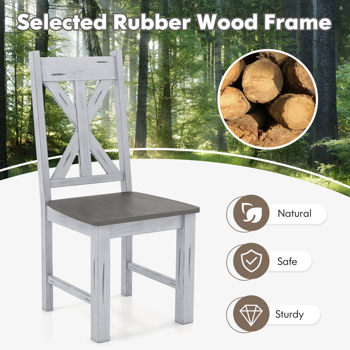 Farmhouse Dining Chairs Set of 2 with Hollowed Backrest