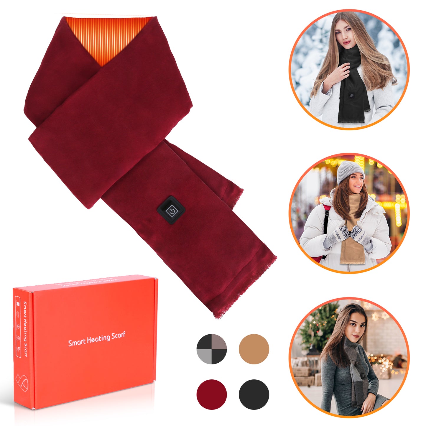 USB Heated Winter Scarf with 3 Temperature Settings