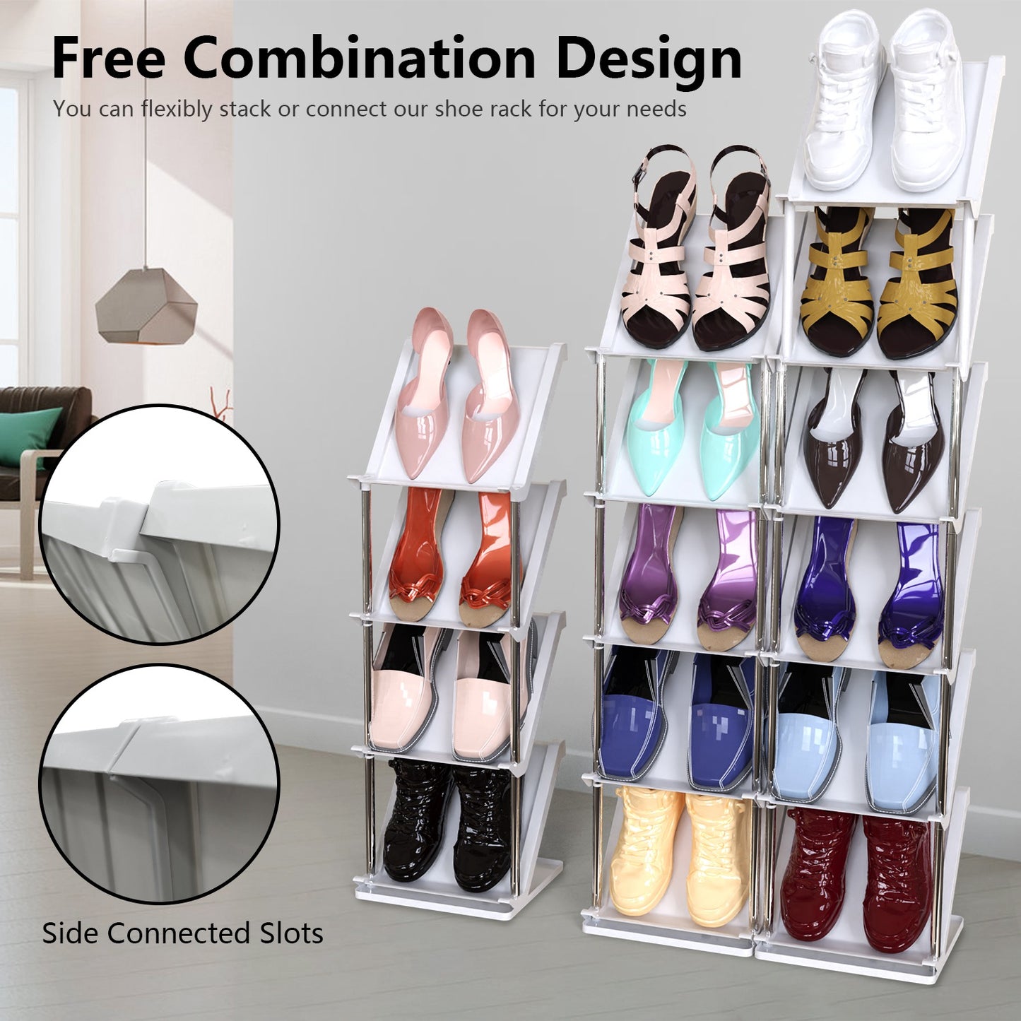5-Tier Vertical Shoe Rack - Space-Saving Stackable Organizer