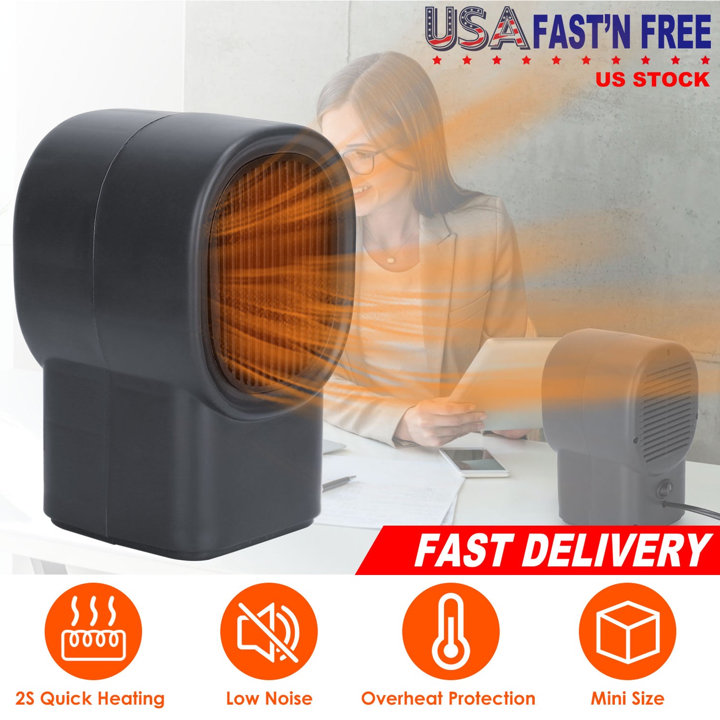 400W Portable Electric Space Heater for Home & Office