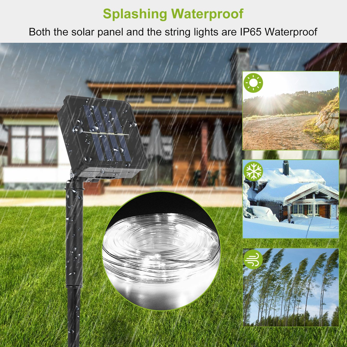 Solar String Lights Outdoor 100 LED 39ft Waterproof Decorative