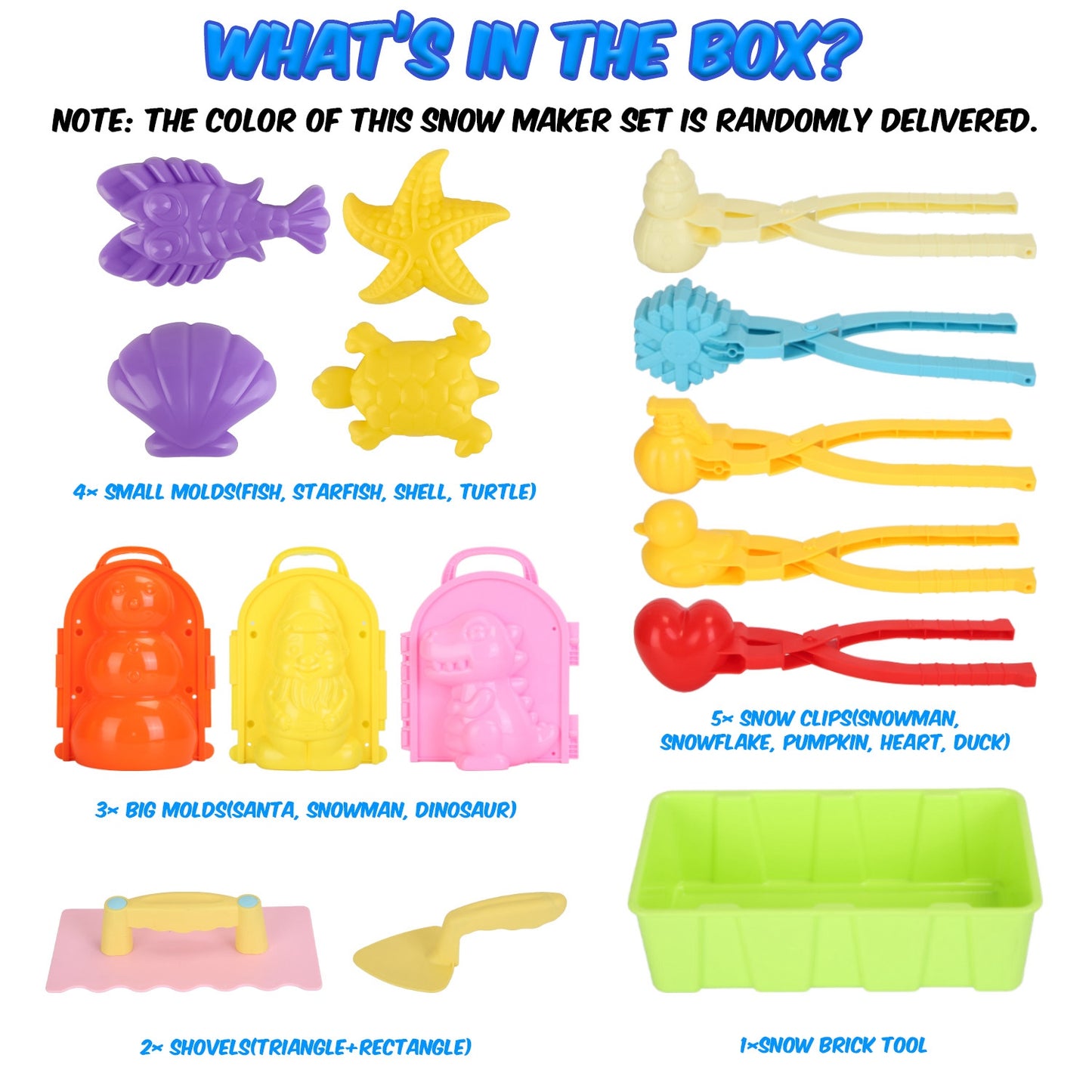Snow Mold Kit 15-Piece with Snowball Maker and Shovels