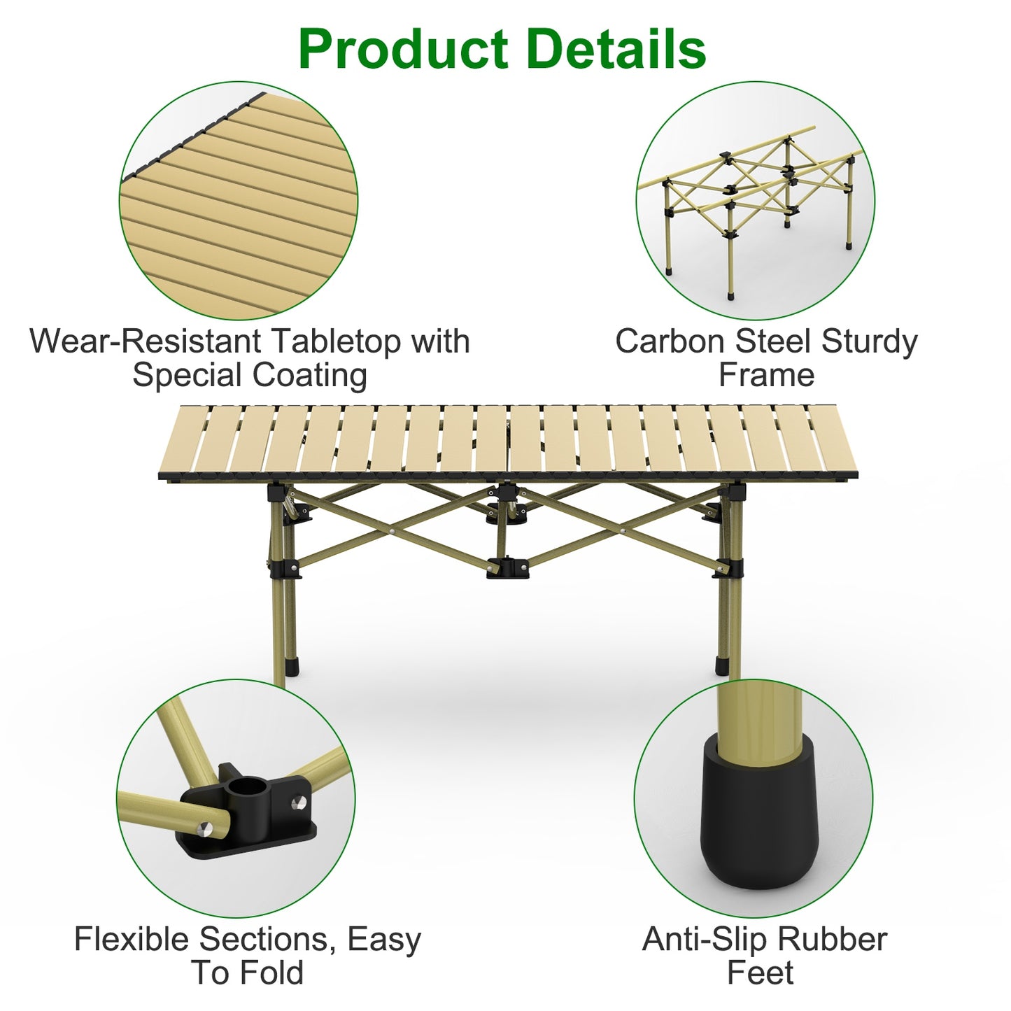 Folding Camping Table with Carry Bag - Lightweight Carbon Steel