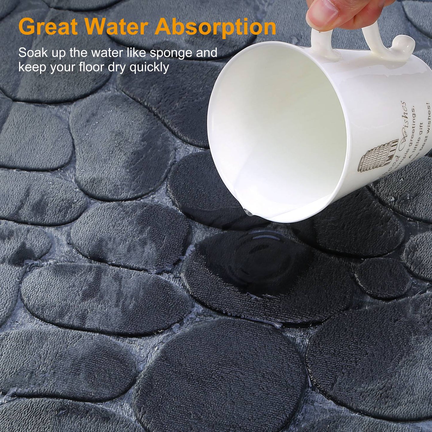 Bathroom Rug Set 2-Piece Non-Slip Flannel Pebble Pattern