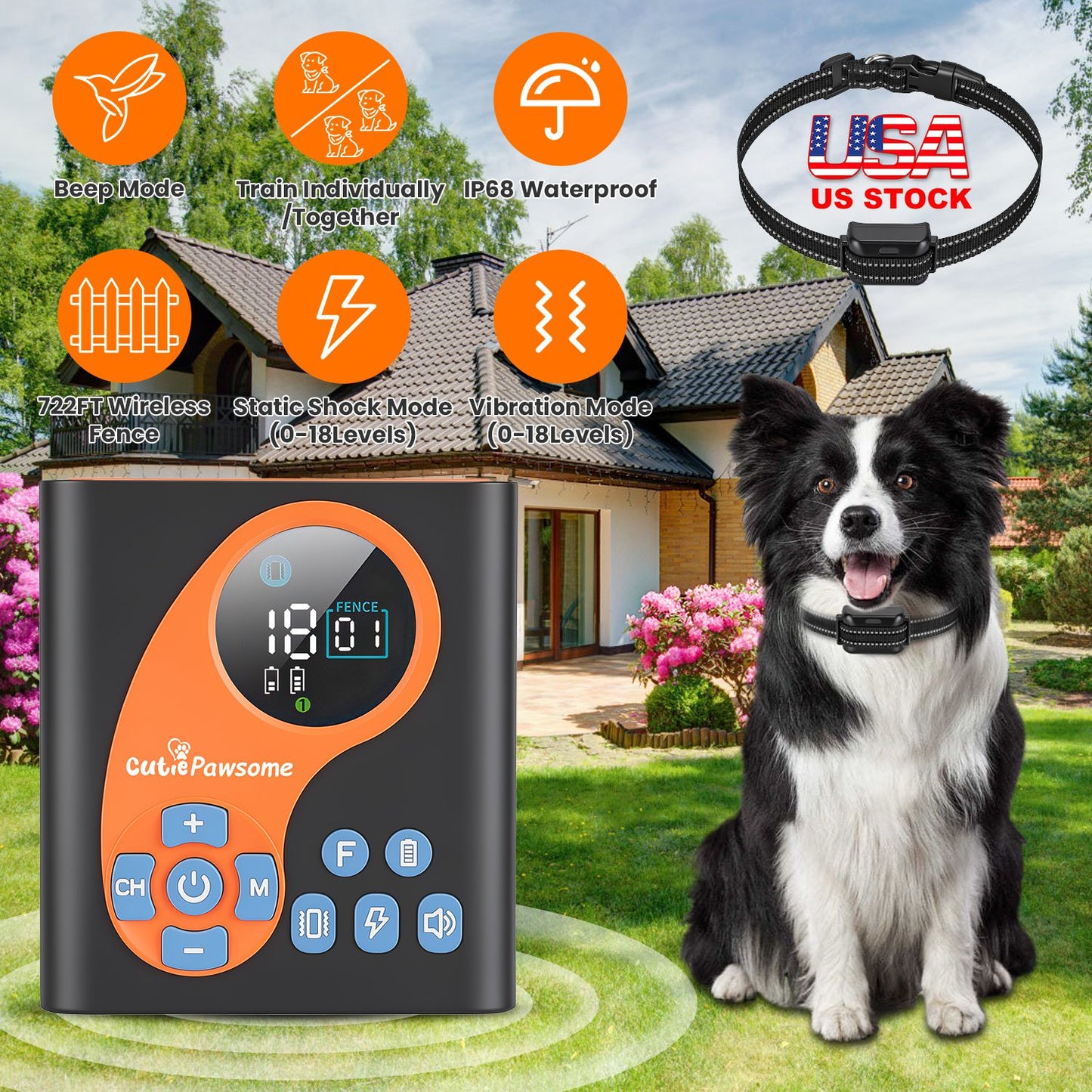 Wireless Dog Fence System with Training Collar – 722FT Range