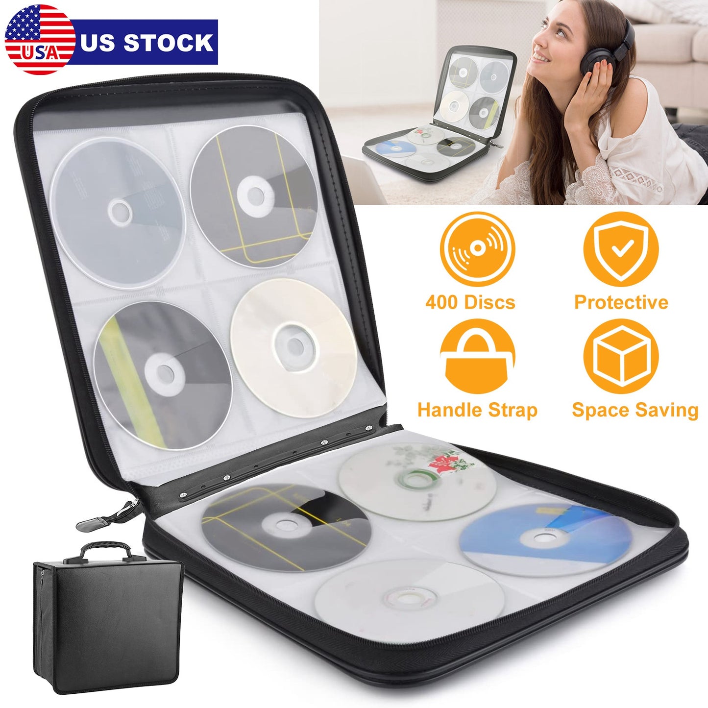 400 Disc CD DVD Storage Case with Carrying Handle