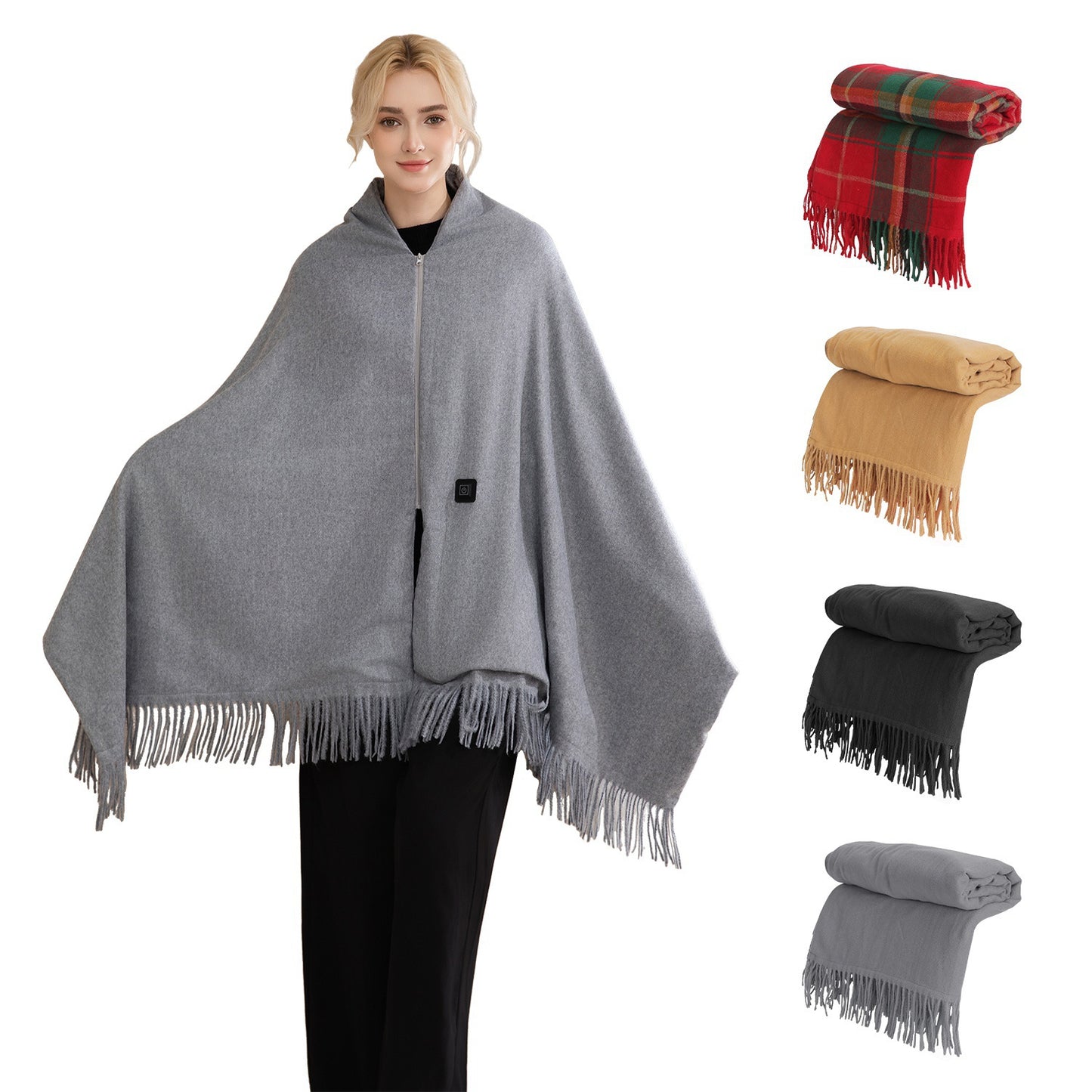 USB Heated Shawl with 3 Heat Levels and Zipper