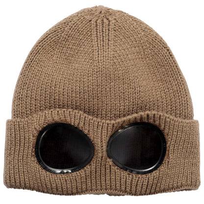 Unisex Knit Beanie Hat with Goggle Chunky Winter Warm Hat Skull Cap 4 Colors