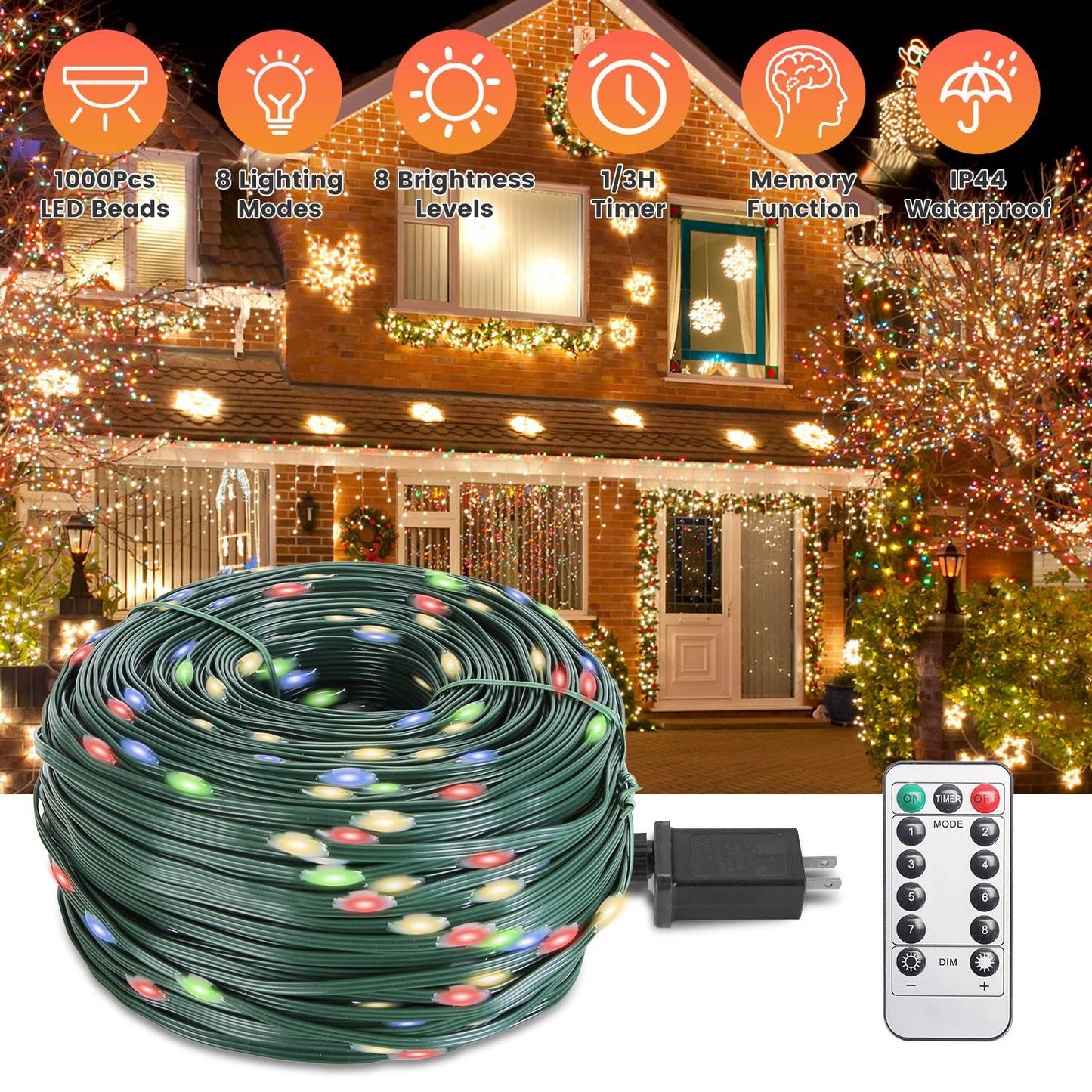 330FT 1000 LED String Lights with Remote & Timer