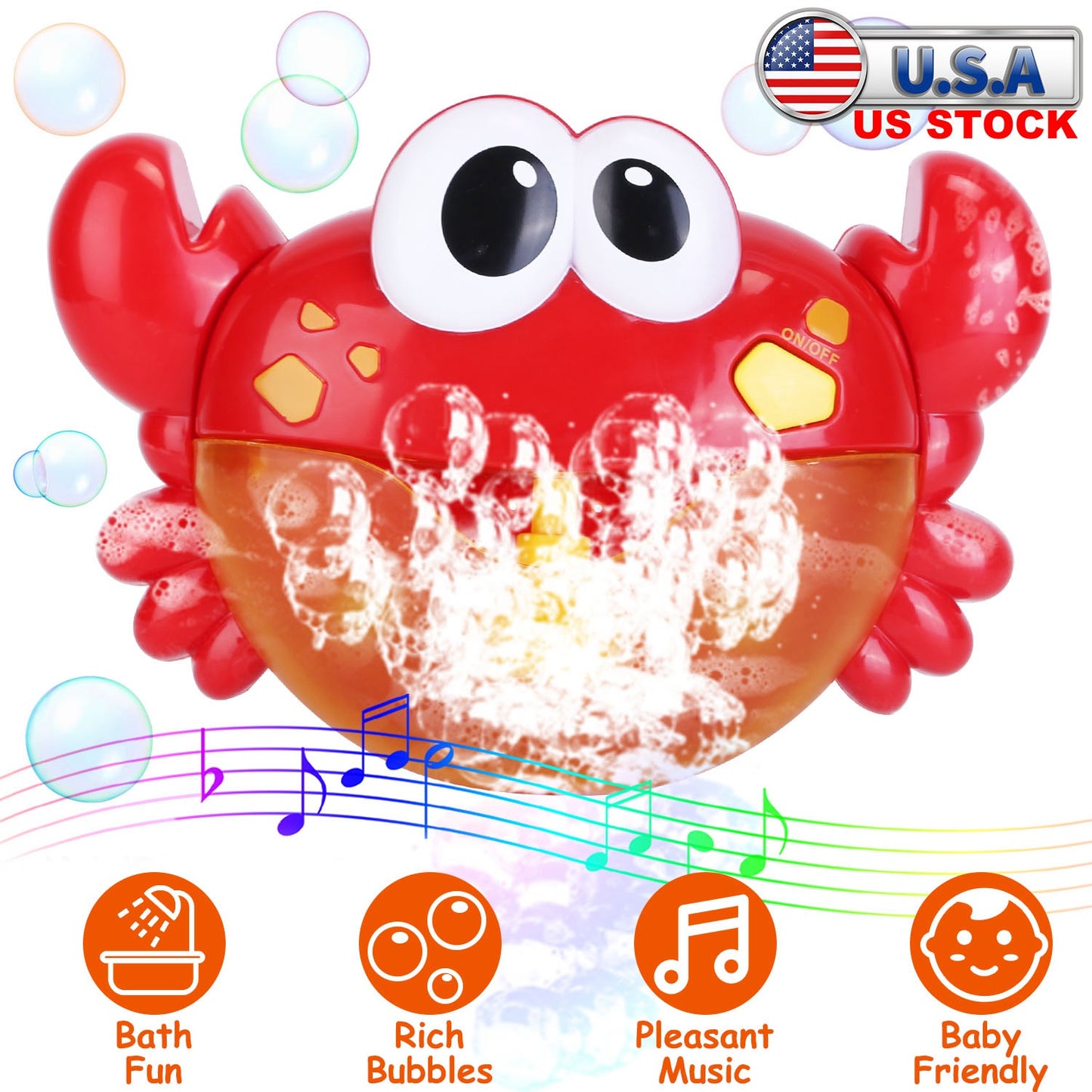Musical Bubble Bath Maker Toy with Suction Cups for Toddlers