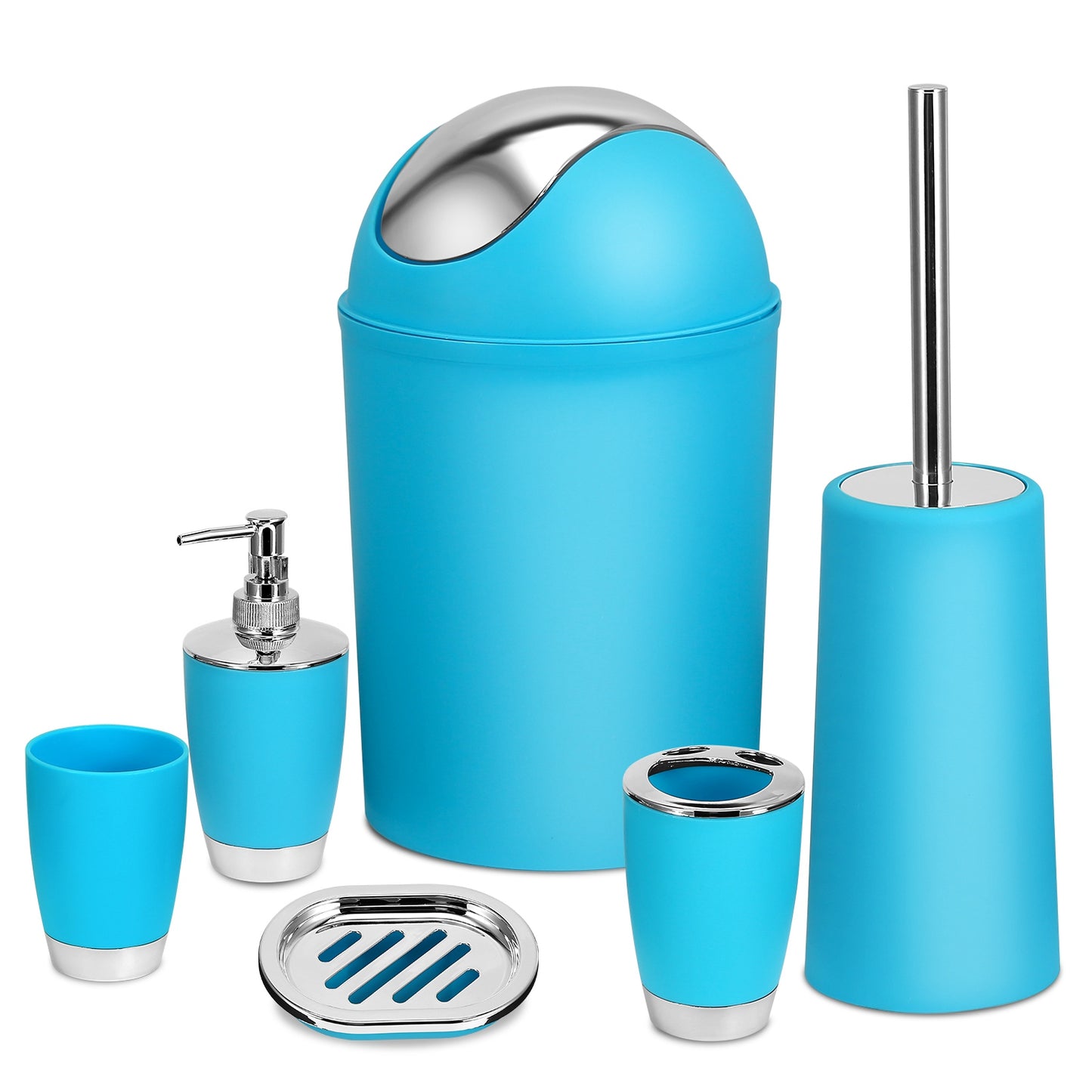 6-Piece Bathroom Accessories Set with Soap Dispenser & Brush